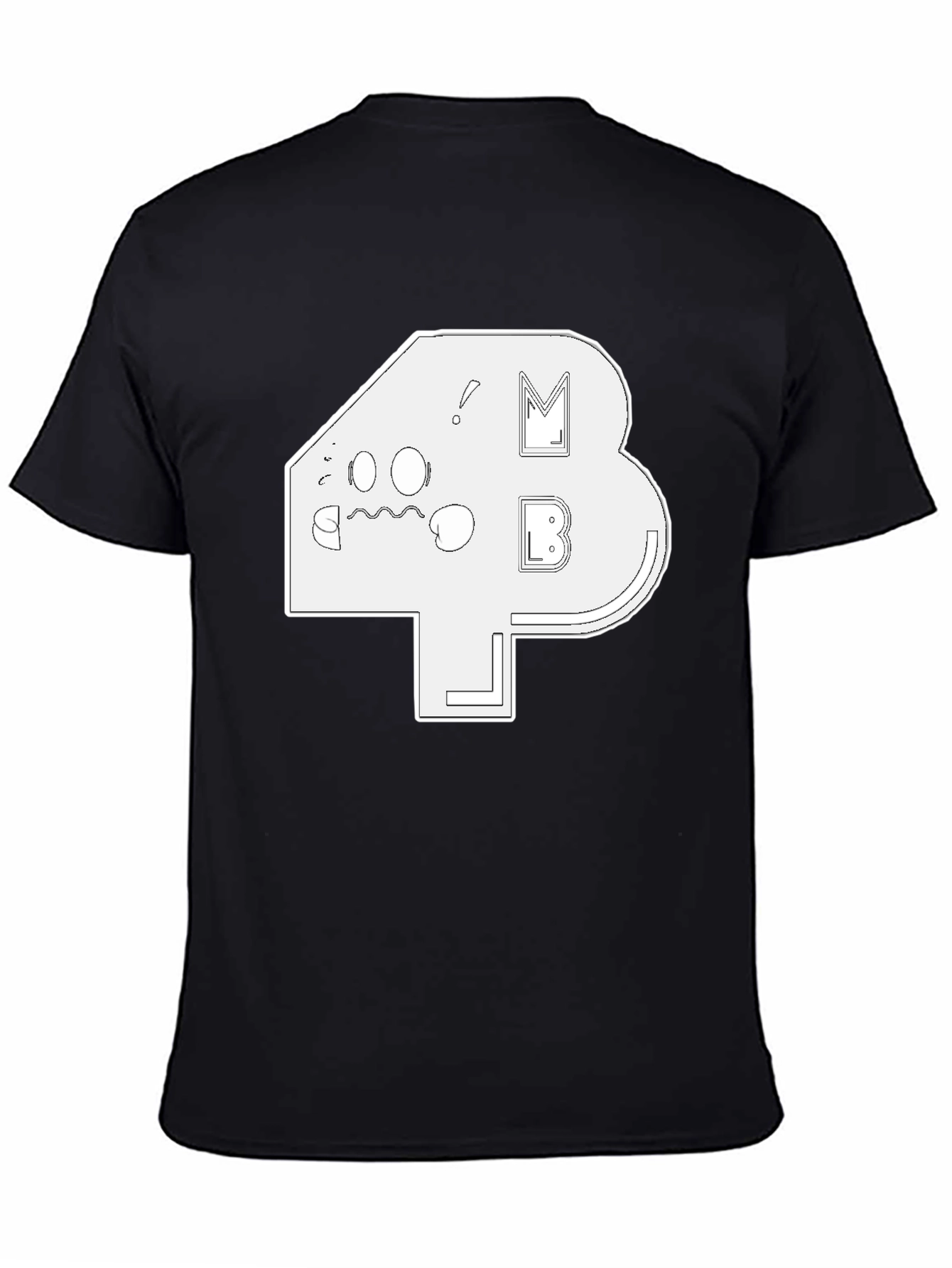 Abstract White Graphic Print Black T-Shirt