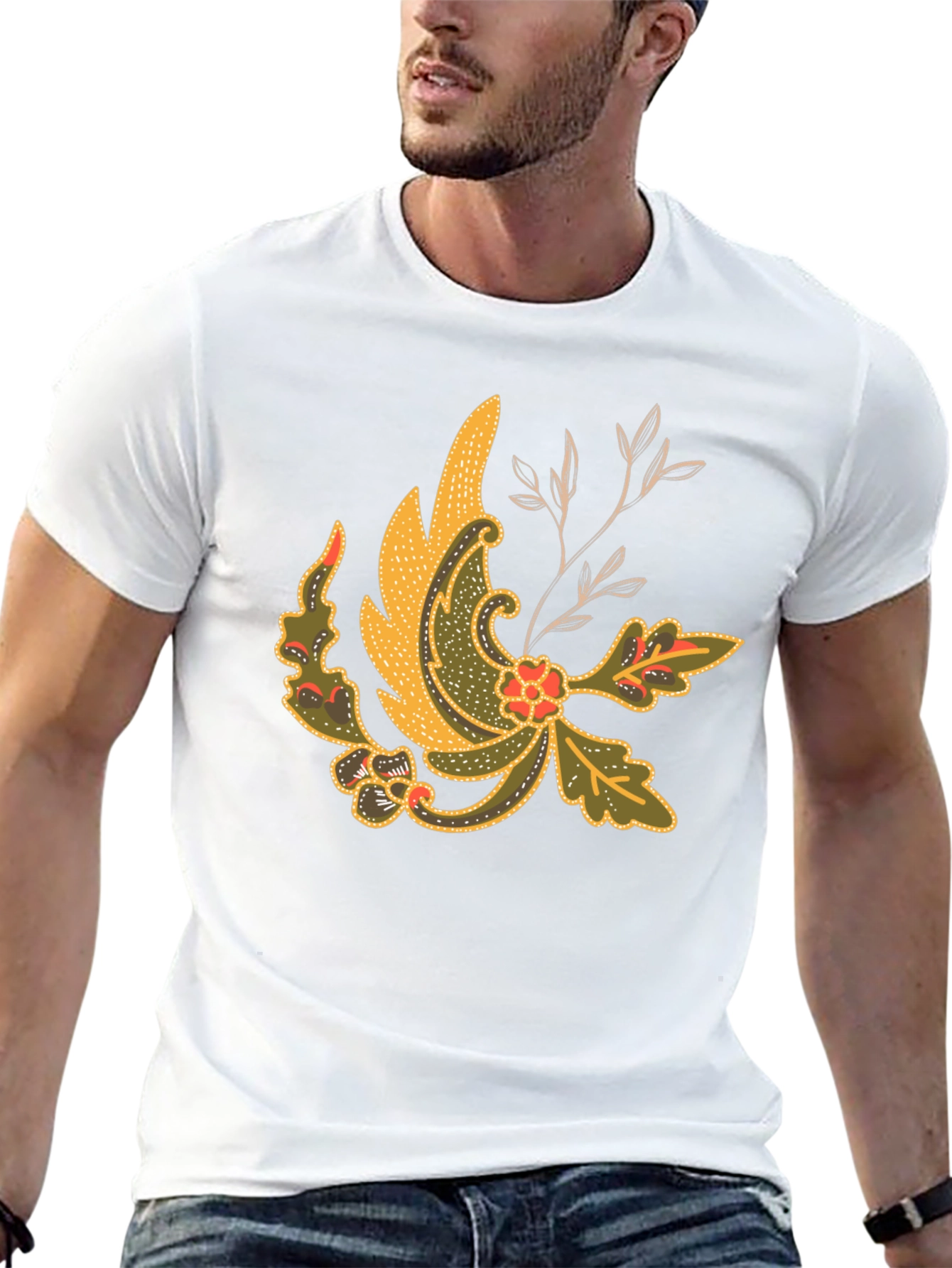 Batik Style Graphic Tee - Black Cotton Blend