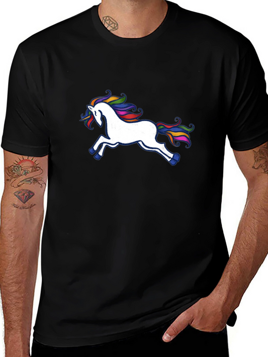 Unicorn Graphic Tee - Black Cotton Blend Shirt