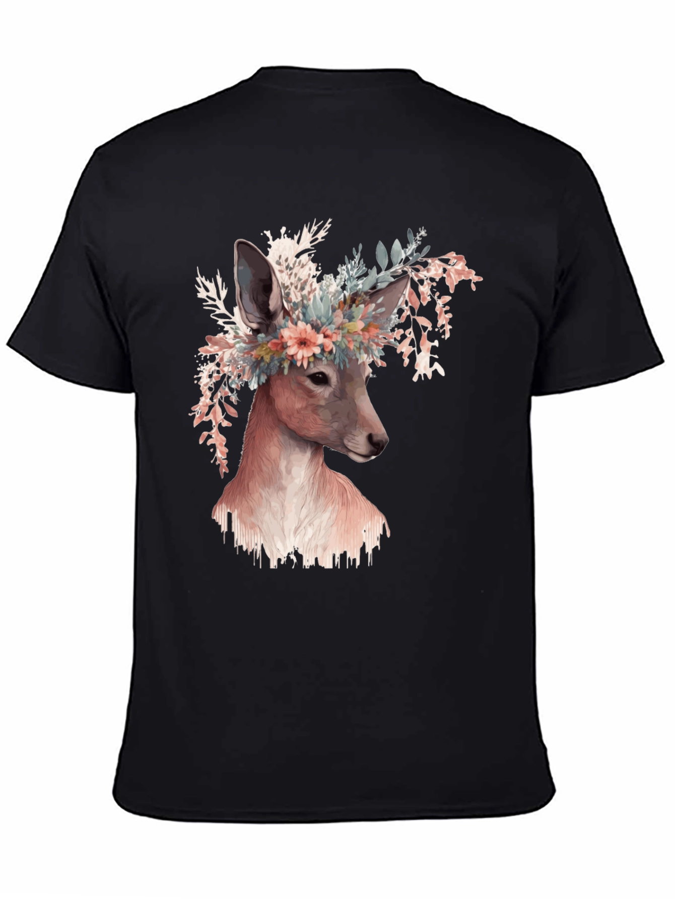 Deer Floral Crown Graphic T-Shirt