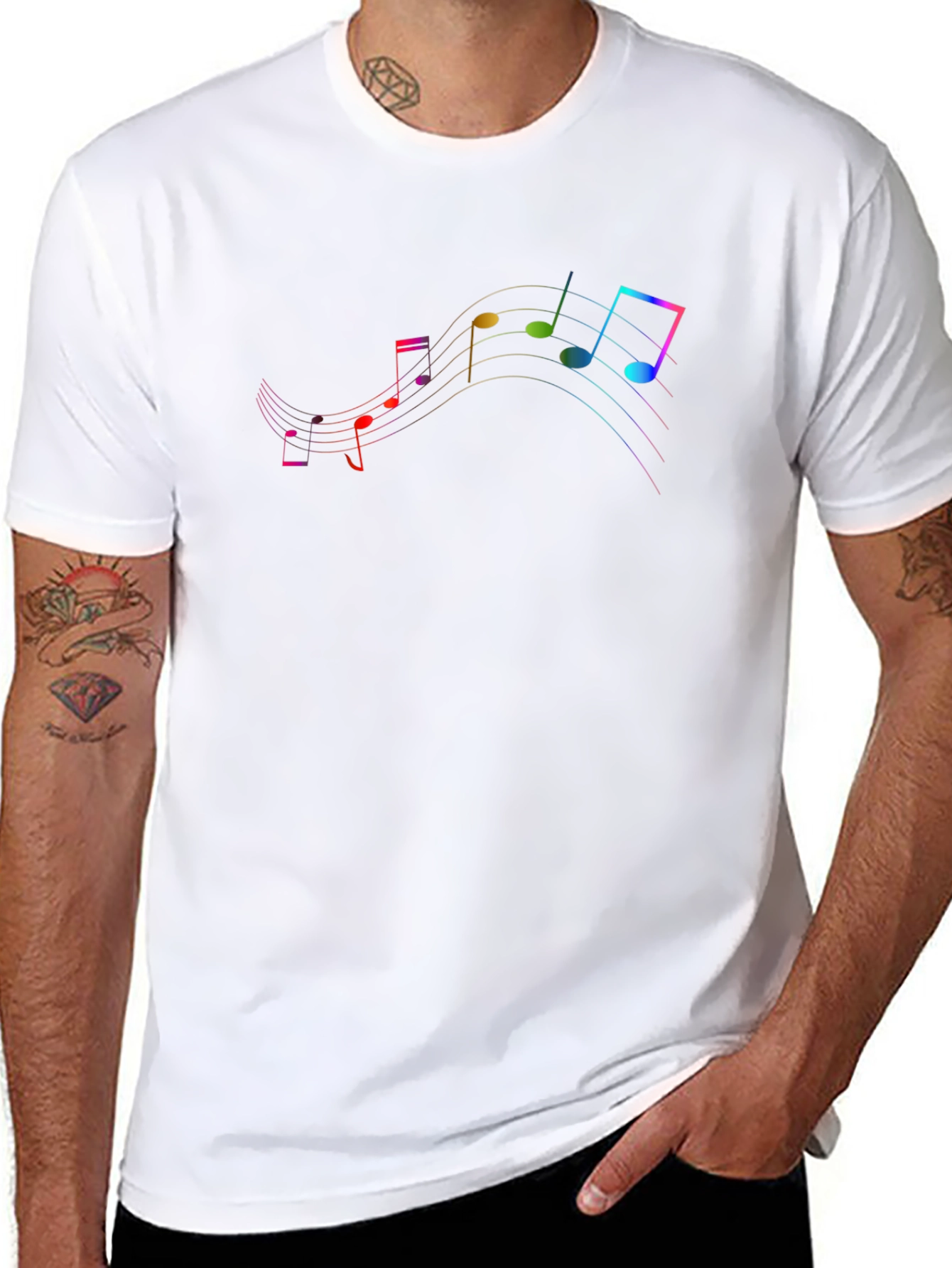 Musical Note Graphic Black T-Shirt