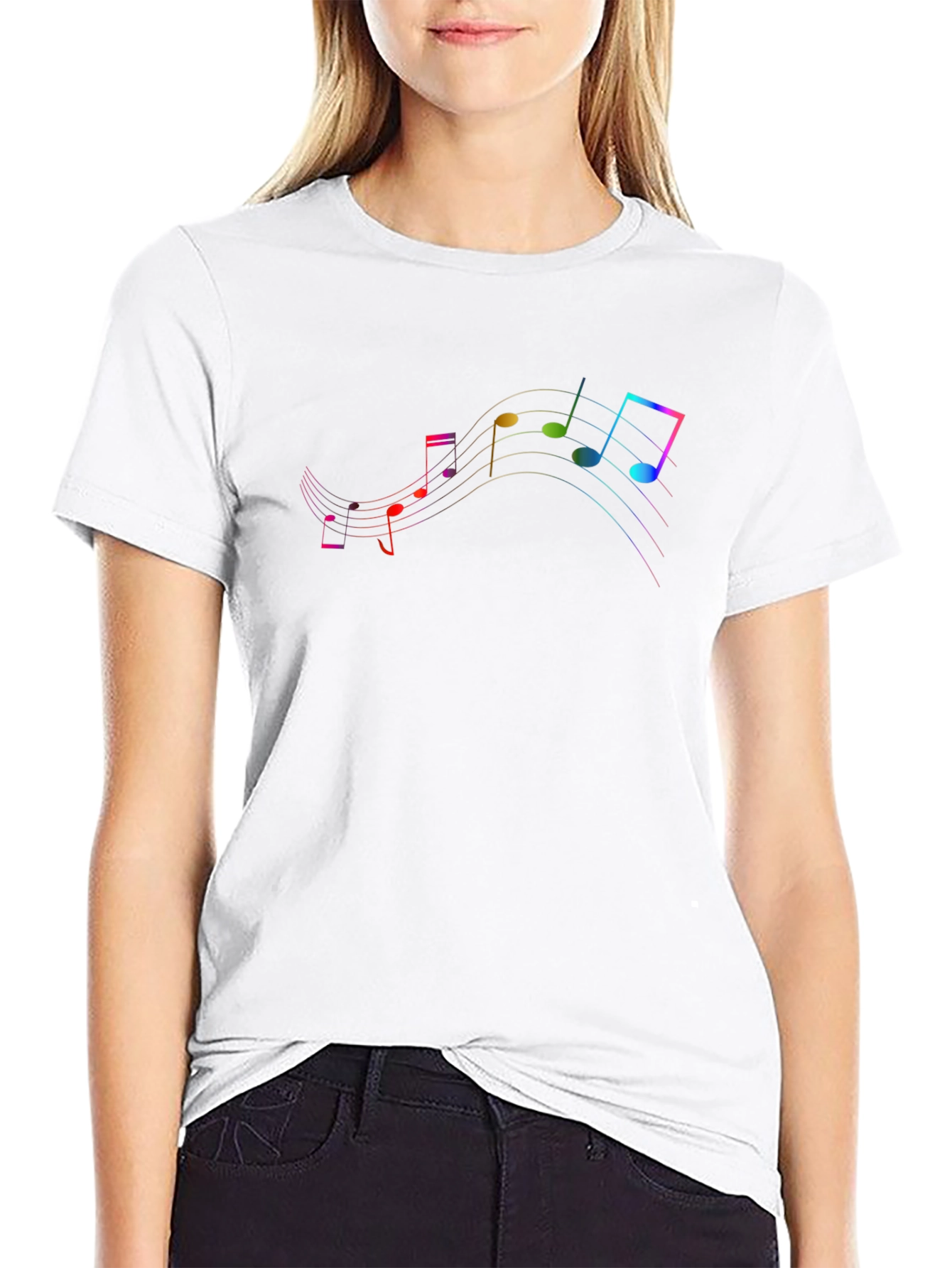 Musical Note Graphic Black T-Shirt