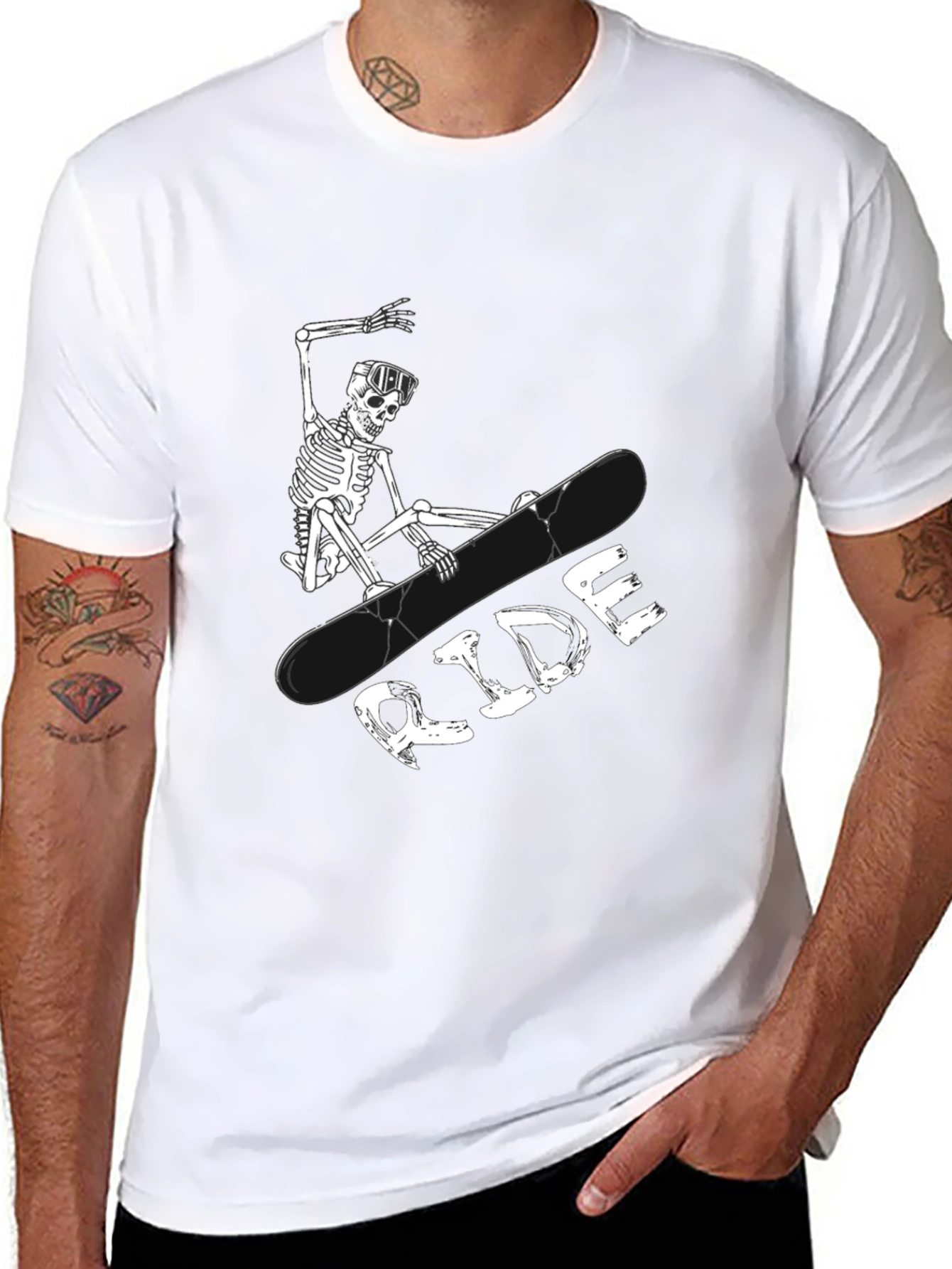 Skeleton Snowboarder Graphic Tee - Ride in Style