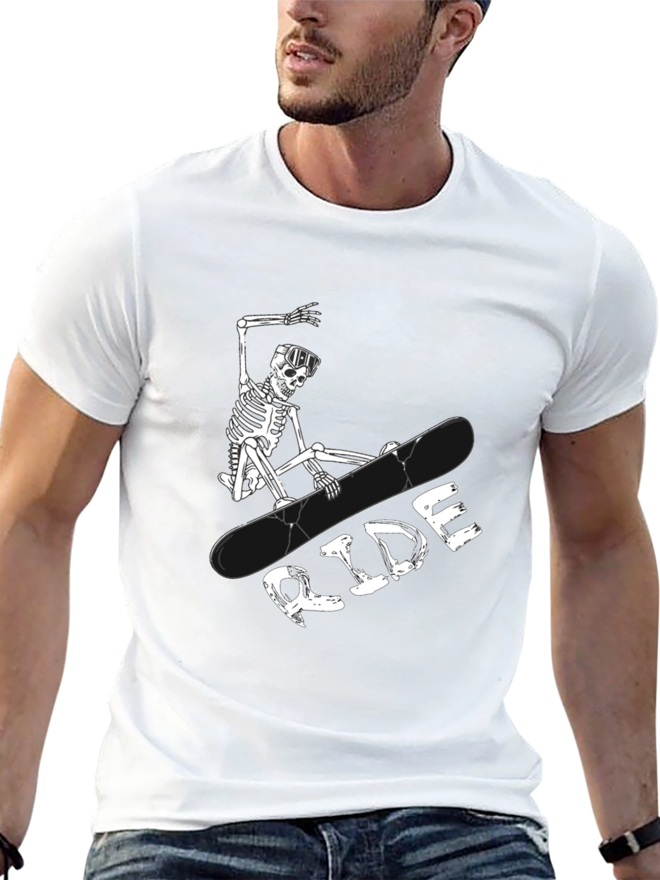 Skeleton Snowboarder Graphic Tee - Ride in Style