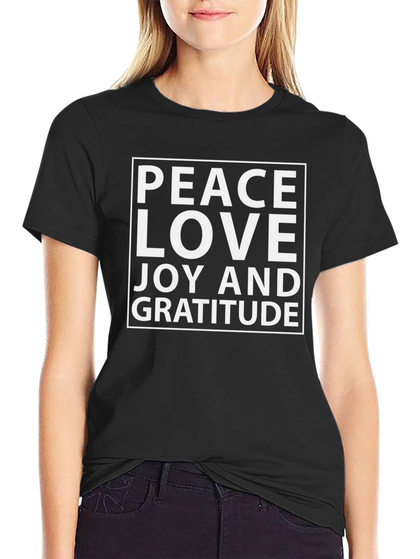 Peace Love Joy Gratitude Black T-Shirt