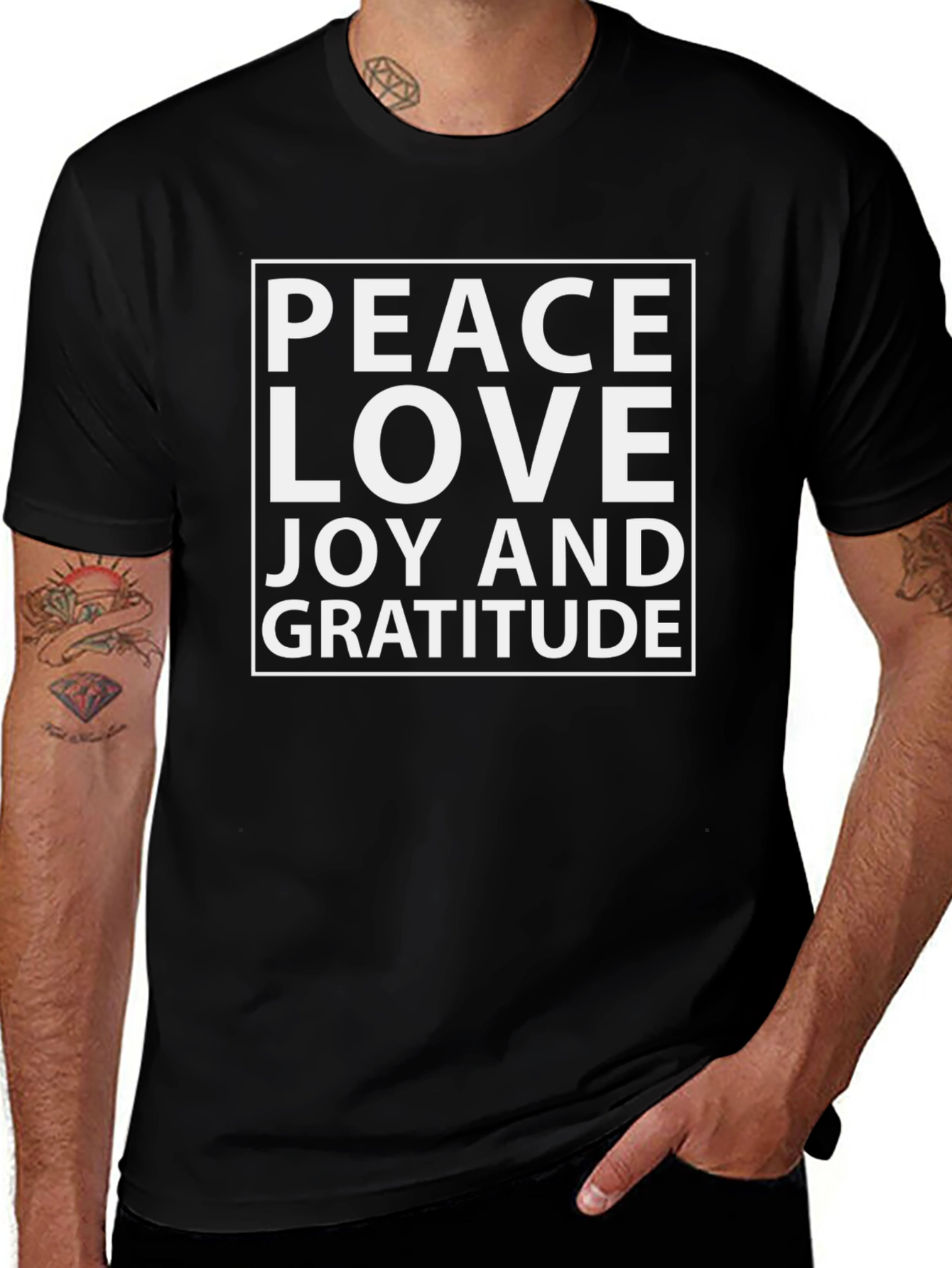 Peace Love Joy Gratitude Black T-Shirt