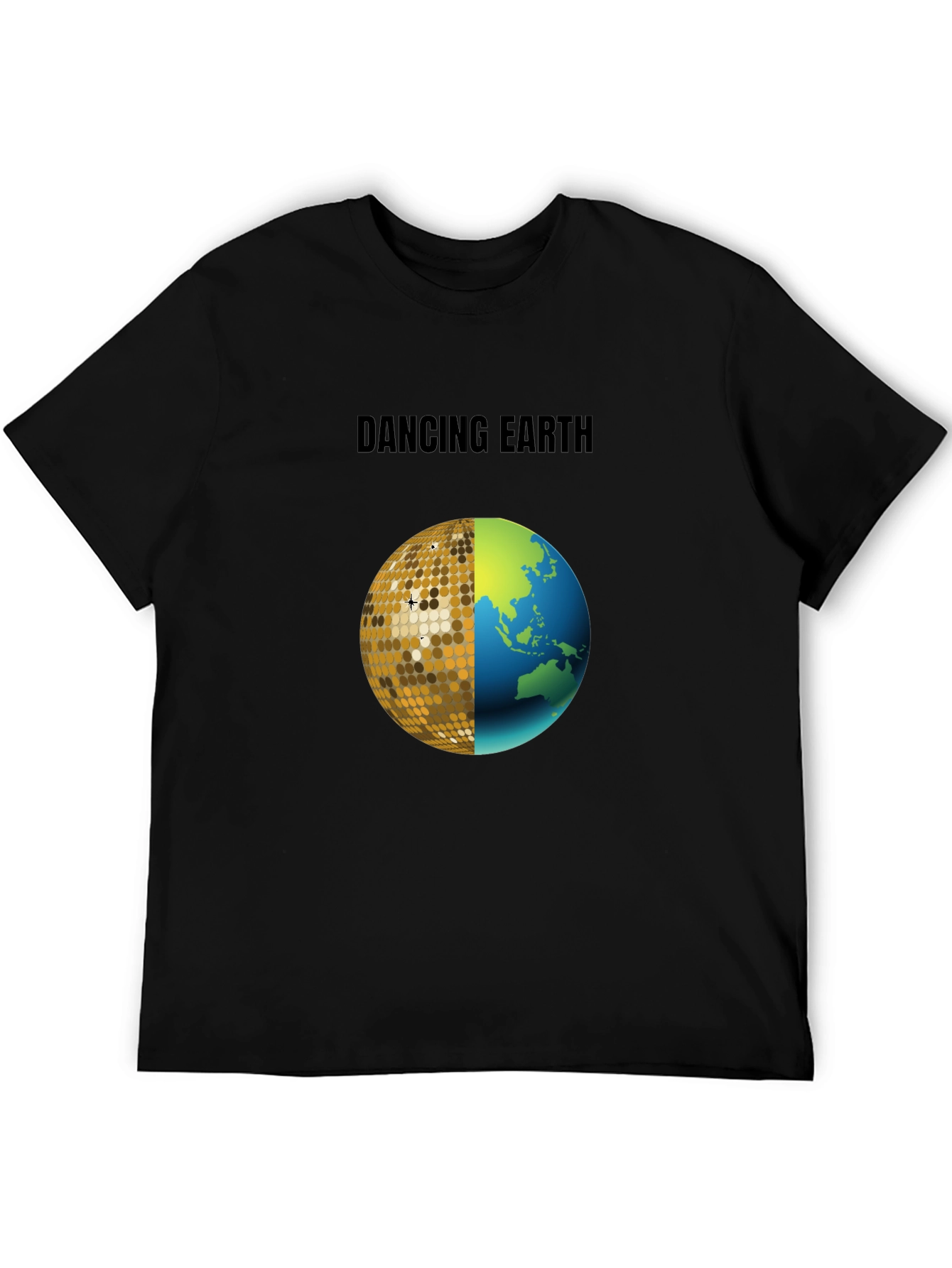 Dancing Earth Graphic Tee - Black Cotton T-Shirt
