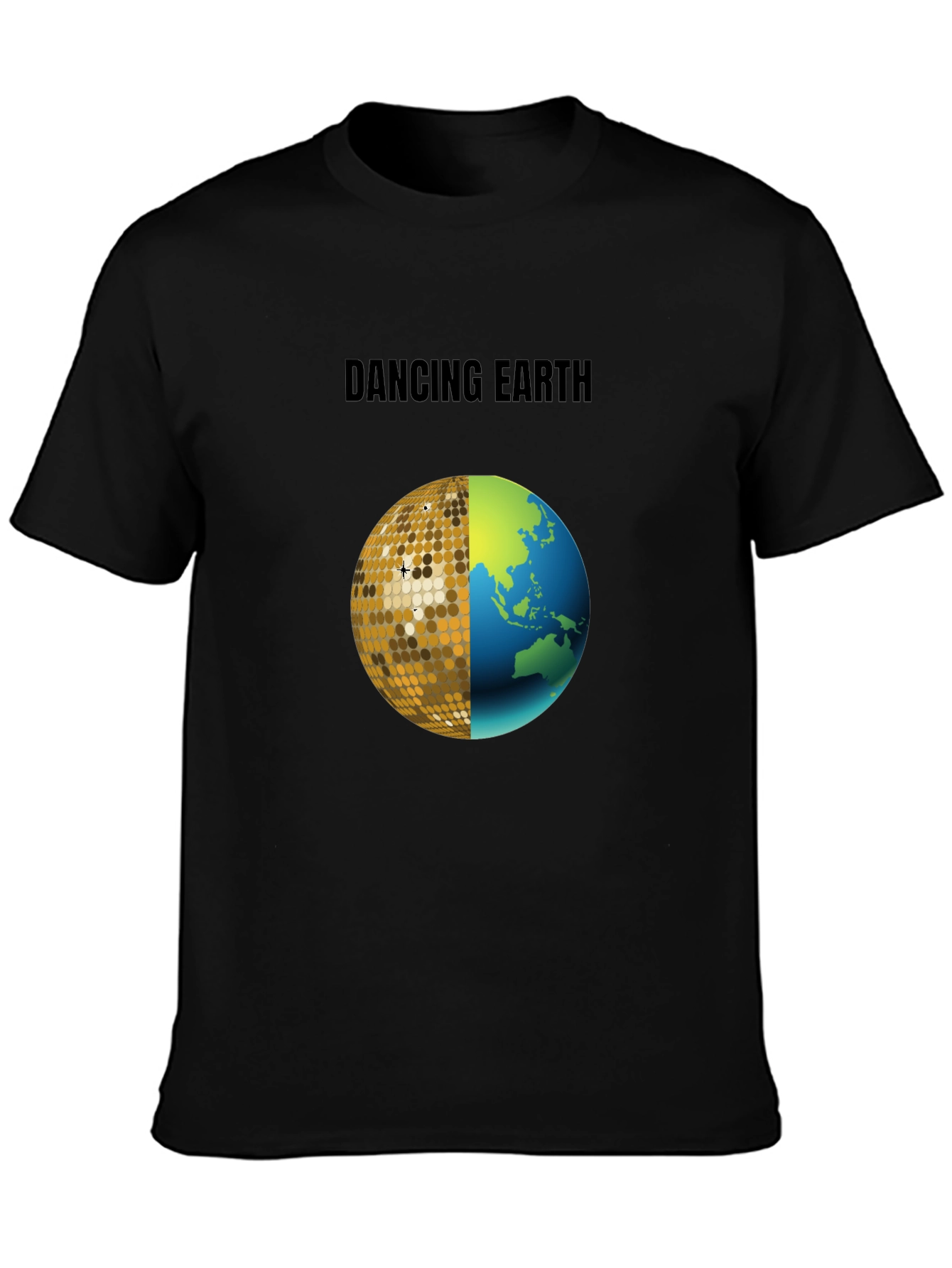 Dancing Earth Graphic Tee - Black Cotton T-Shirt