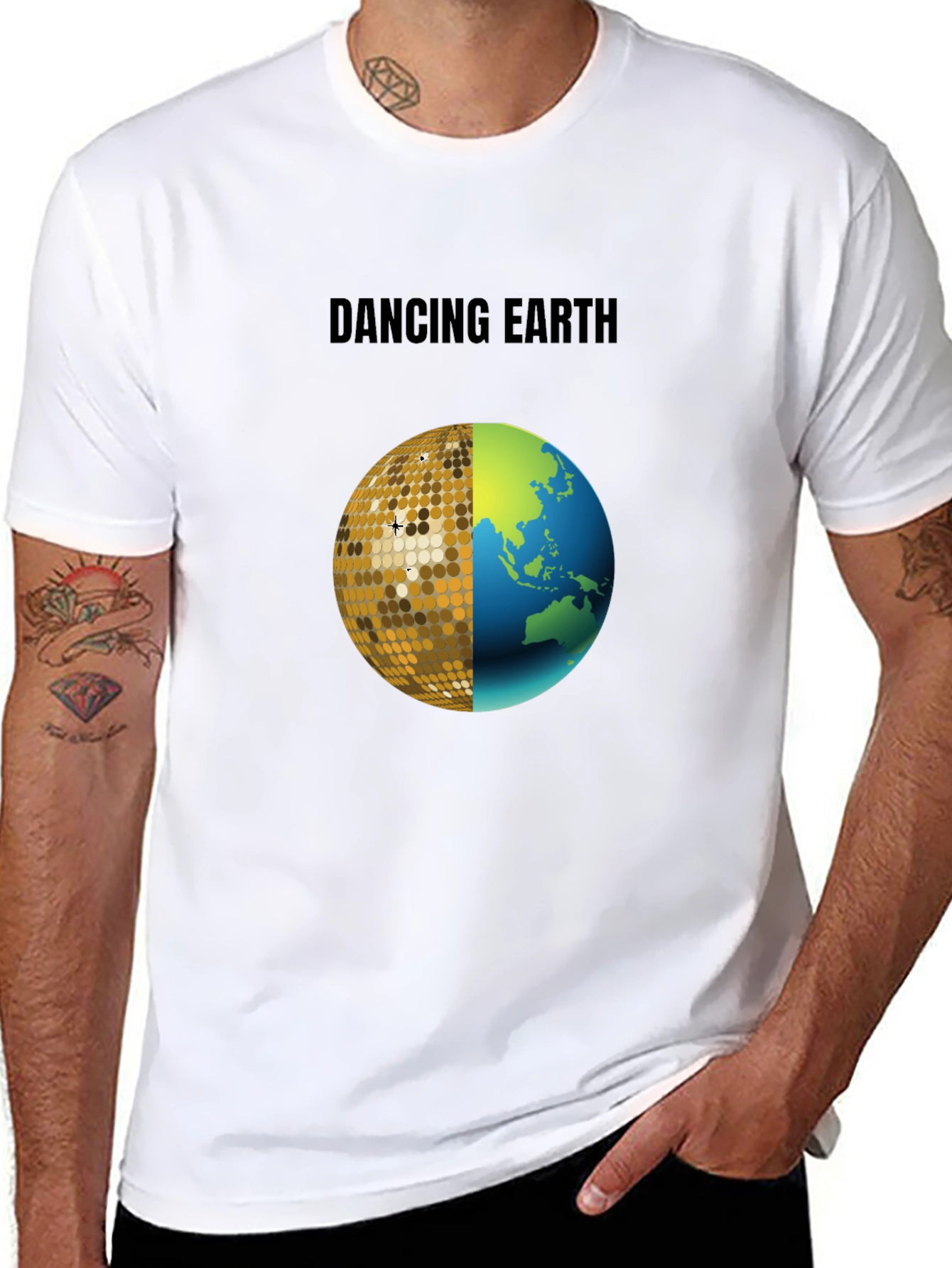 Dancing Earth Graphic Tee - Black Cotton T-Shirt