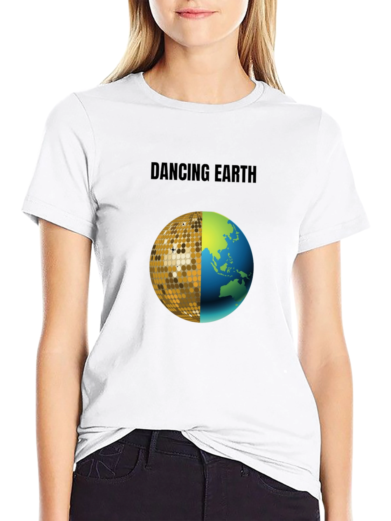Dancing Earth Graphic Tee - Black Cotton T-Shirt