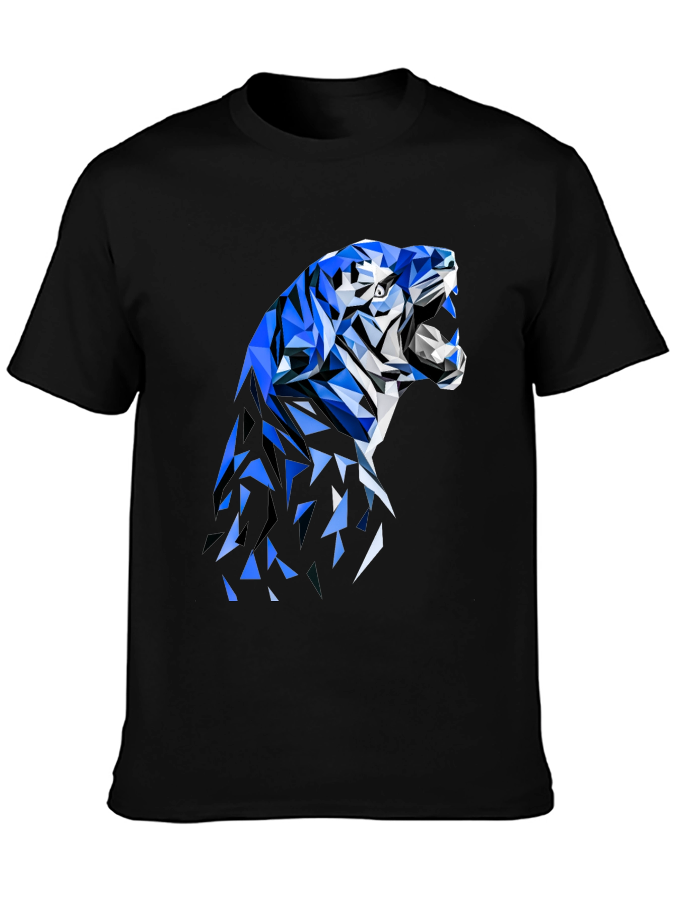 Geometric Tiger Graphic Tee - Stylish Black T-Shirt