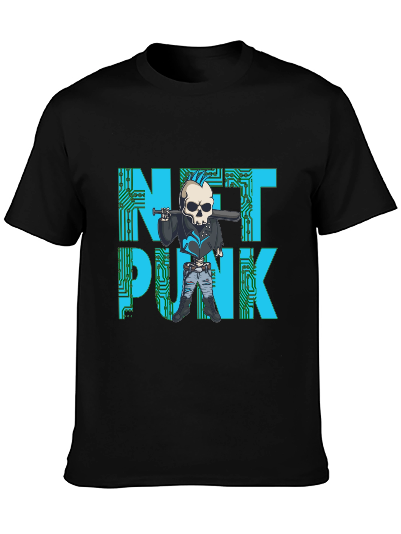 Net Punk Graphic T-Shirt - Cool Skull Design