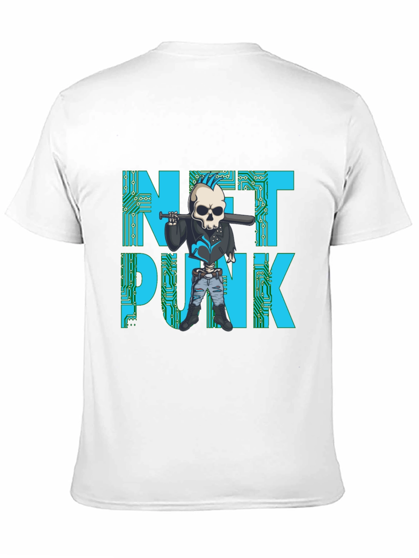Net Punk Graphic T-Shirt - Cool Skull Design