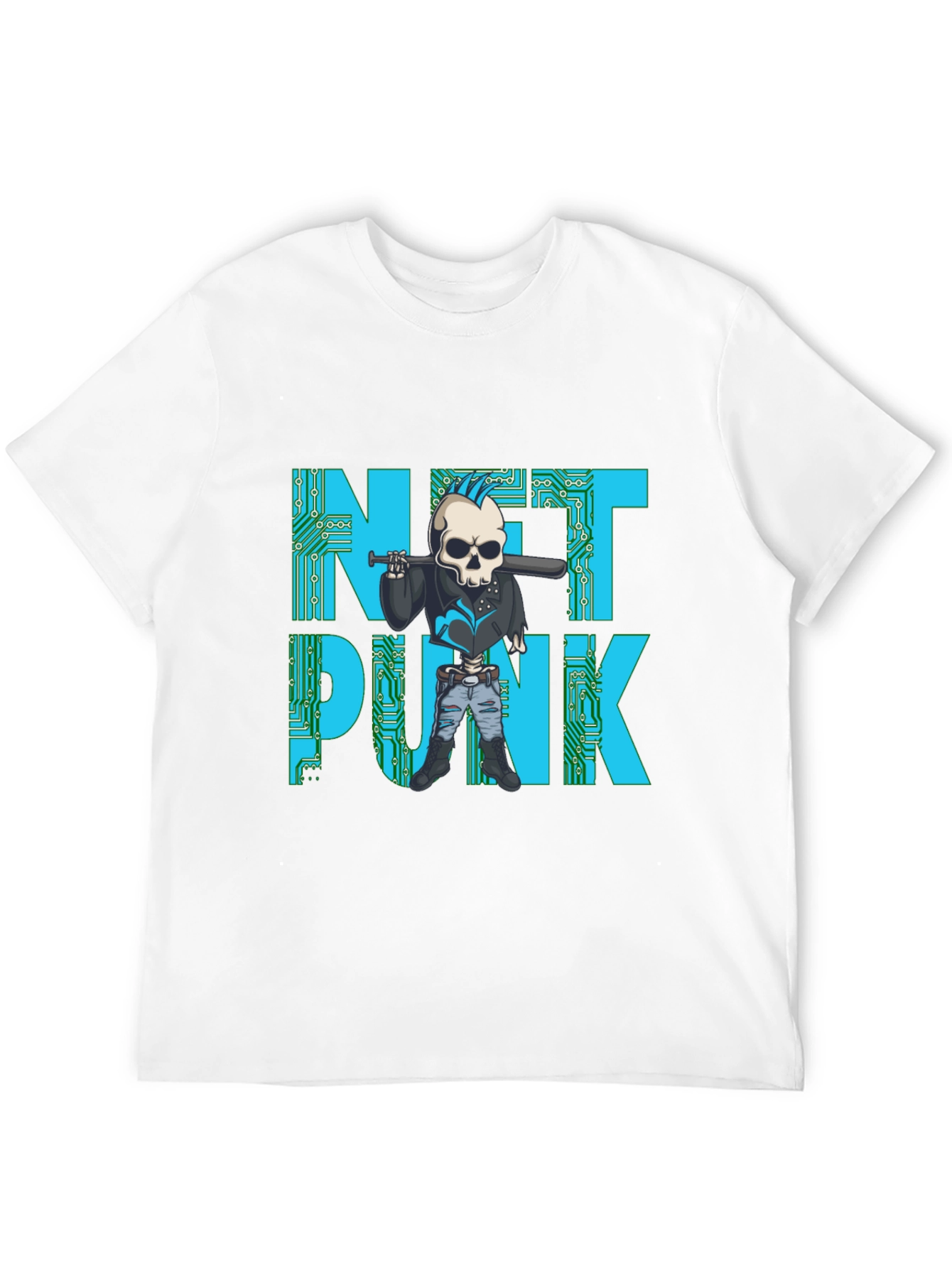 Net Punk Graphic T-Shirt - Cool Skull Design