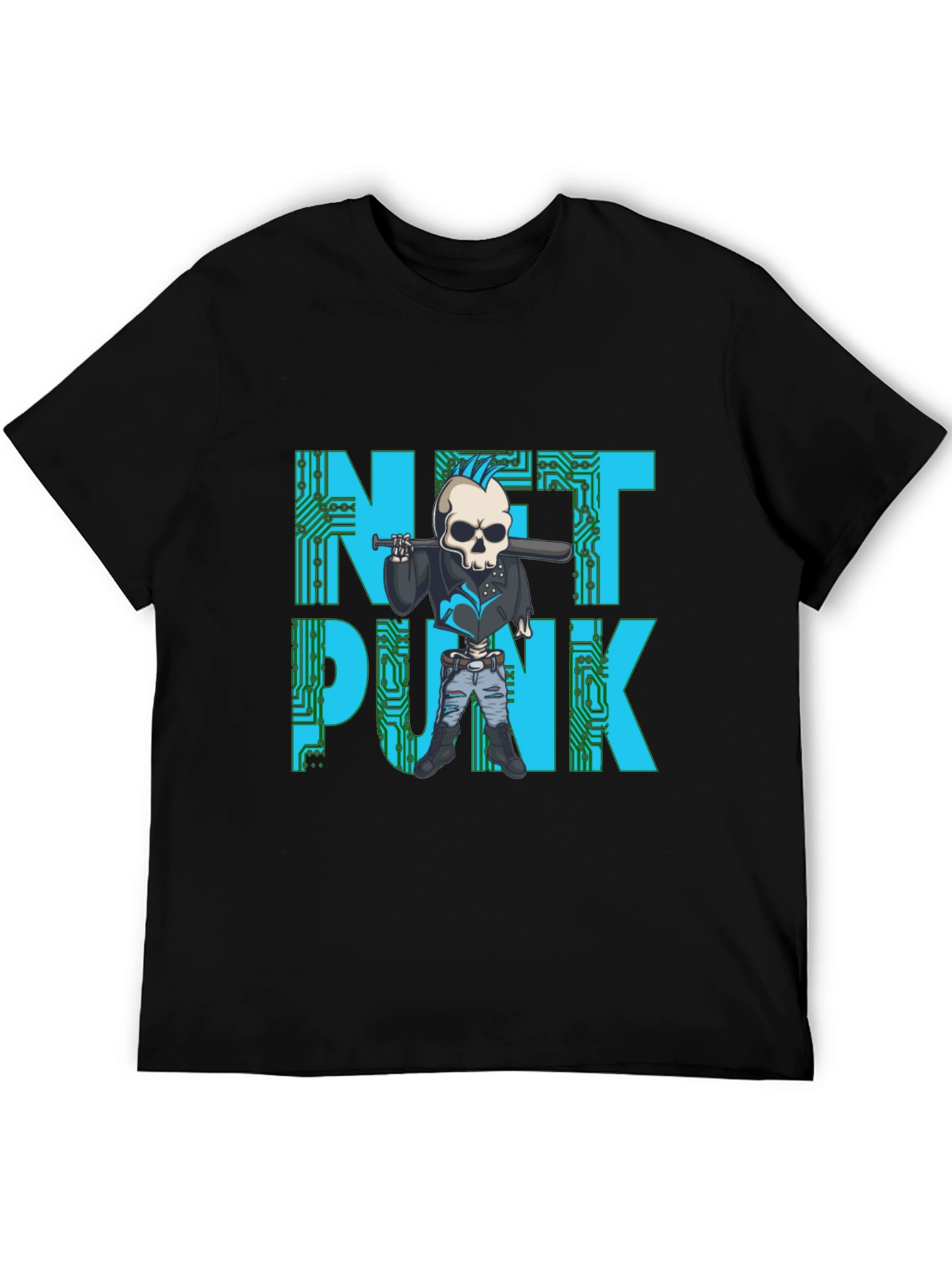 Net Punk Graphic T-Shirt - Cool Skull Design