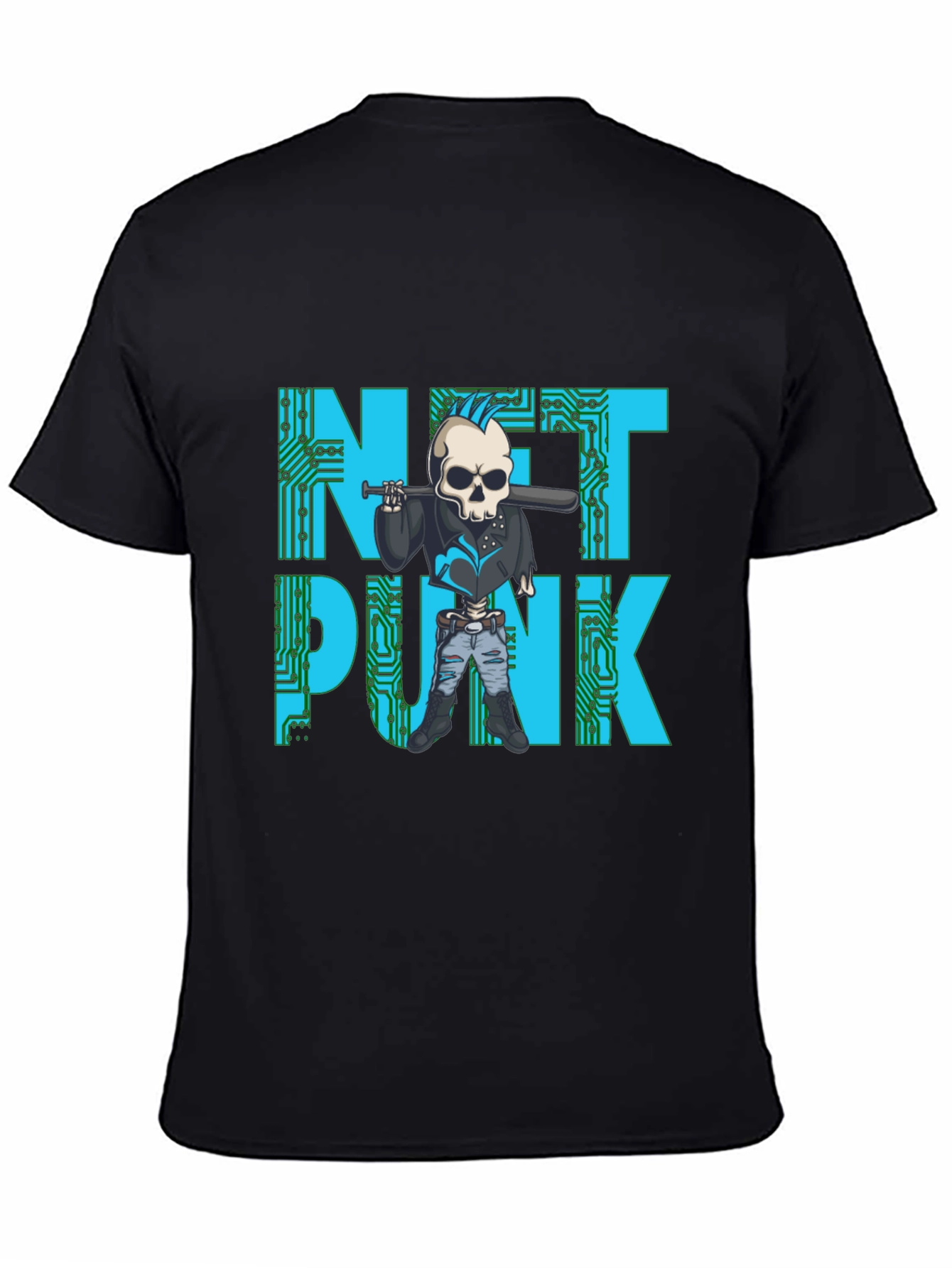 Net Punk Graphic T-Shirt - Cool Skull Design