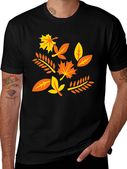 Autumn Leaves Graphic T-Shirt - Black Cotton Tee