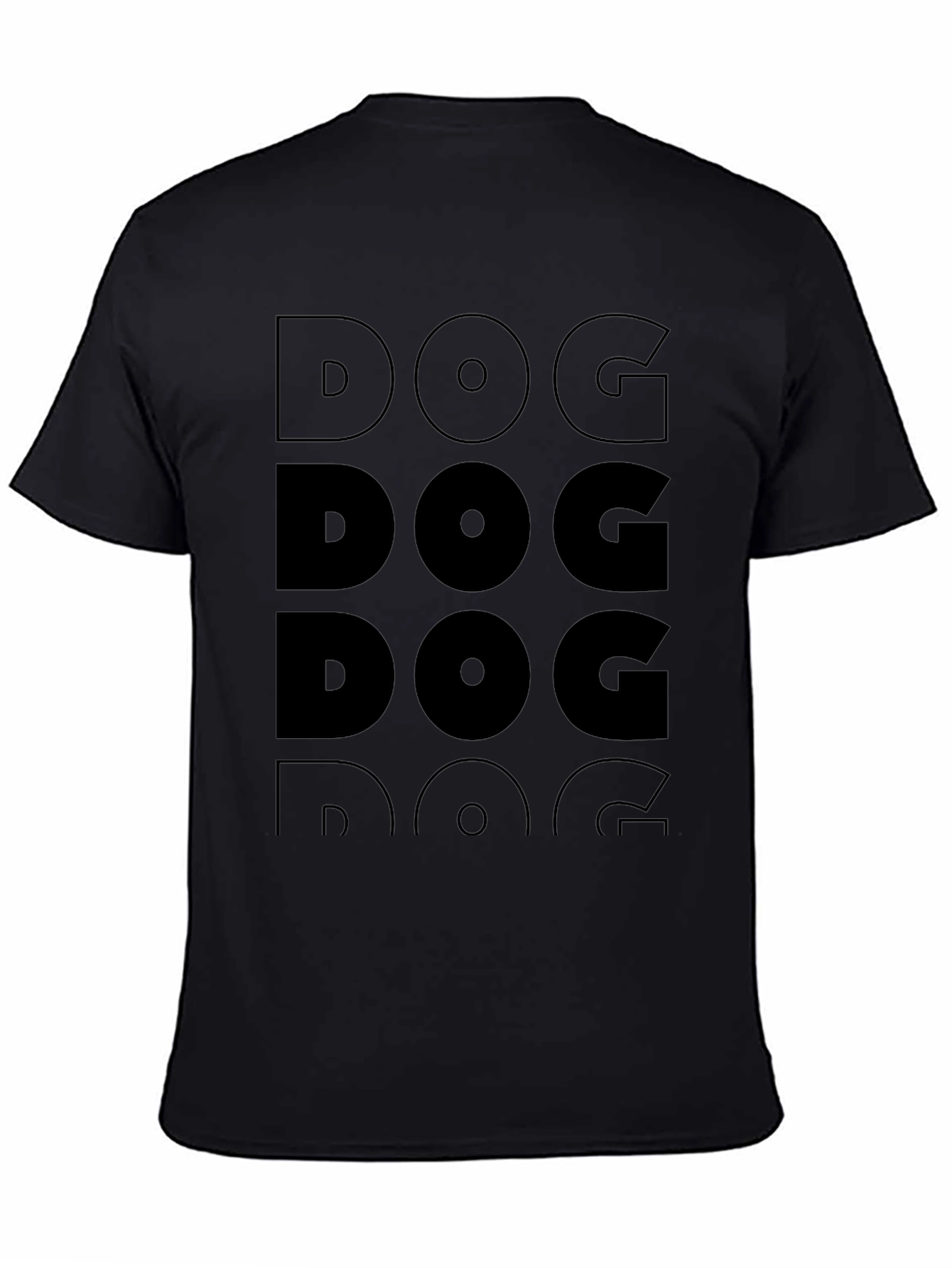 DOG Graphic Print Crew Neck T-Shirt - Black