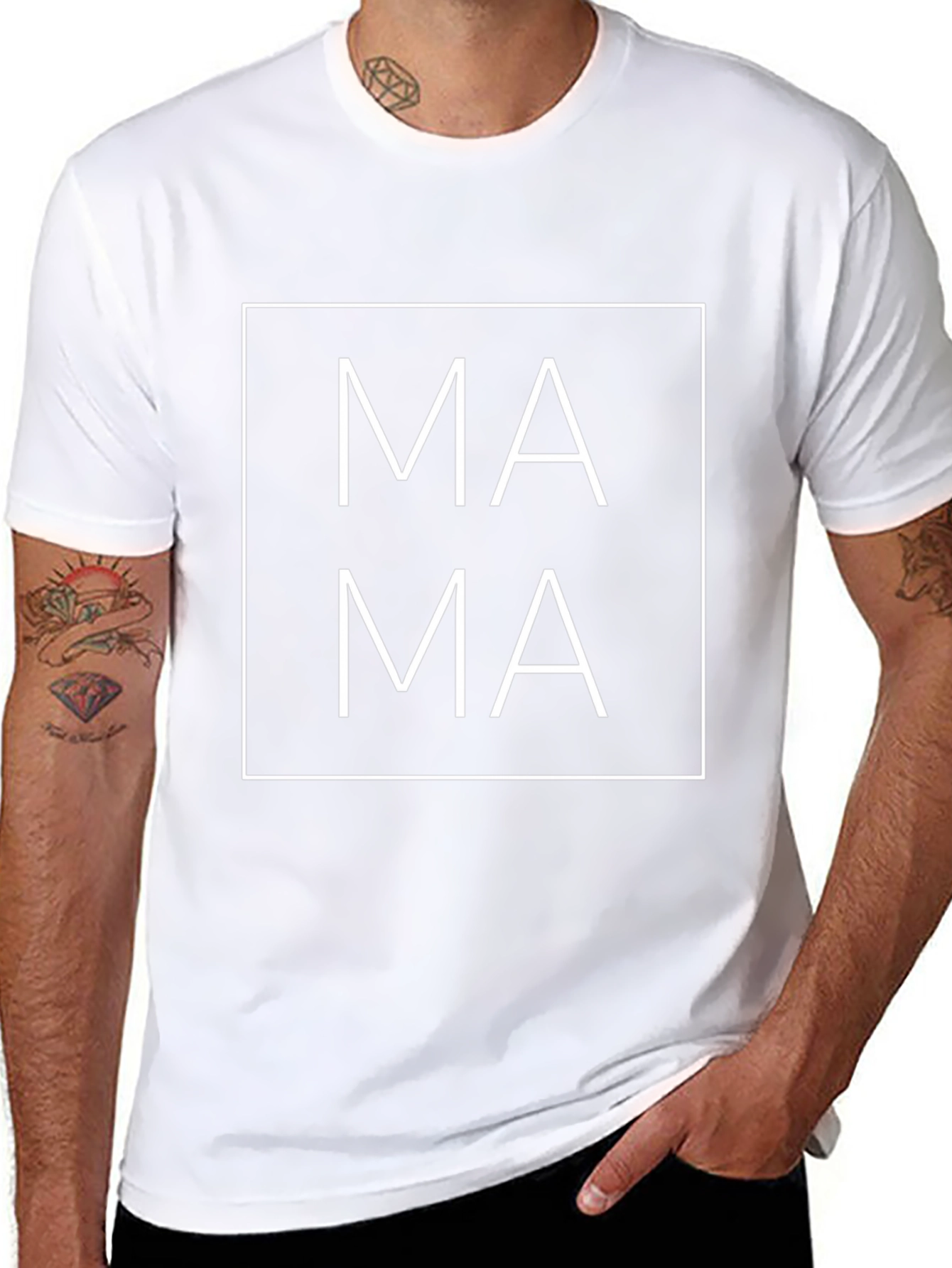 Mama Square Graphic Tee - Black Cotton T-Shirt