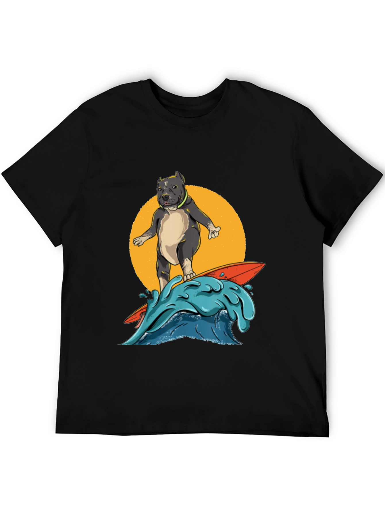 Surfing Pitbull Graphic Tee - Cool Dog Lover Shirt