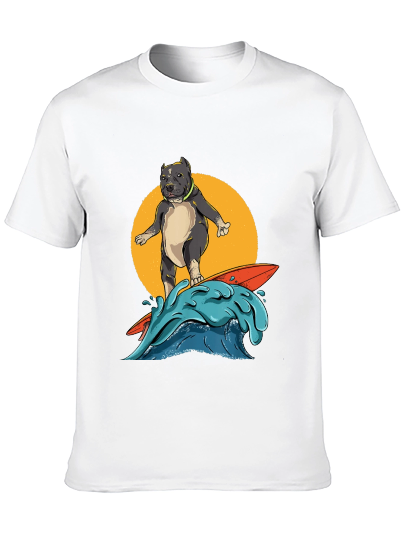 Surfing Pitbull Graphic Tee - Cool Dog Lover Shirt
