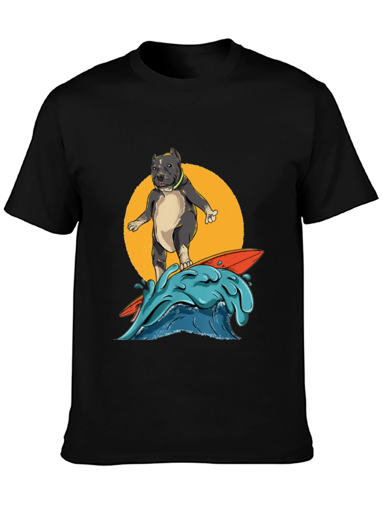 Surfing Pitbull Graphic Tee - Cool Dog Lover Shirt