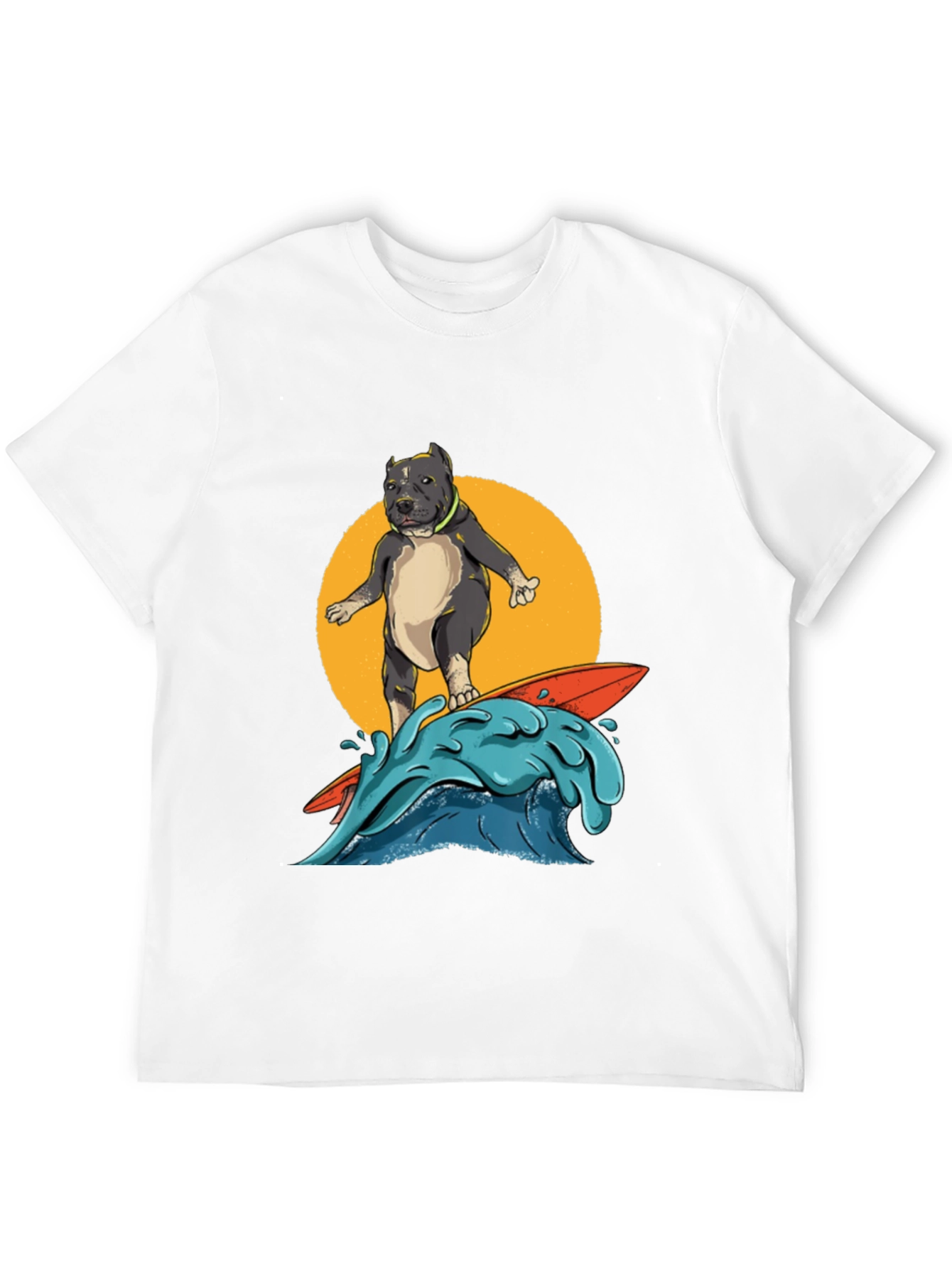 Surfing Pitbull Graphic Tee - Cool Dog Lover Shirt