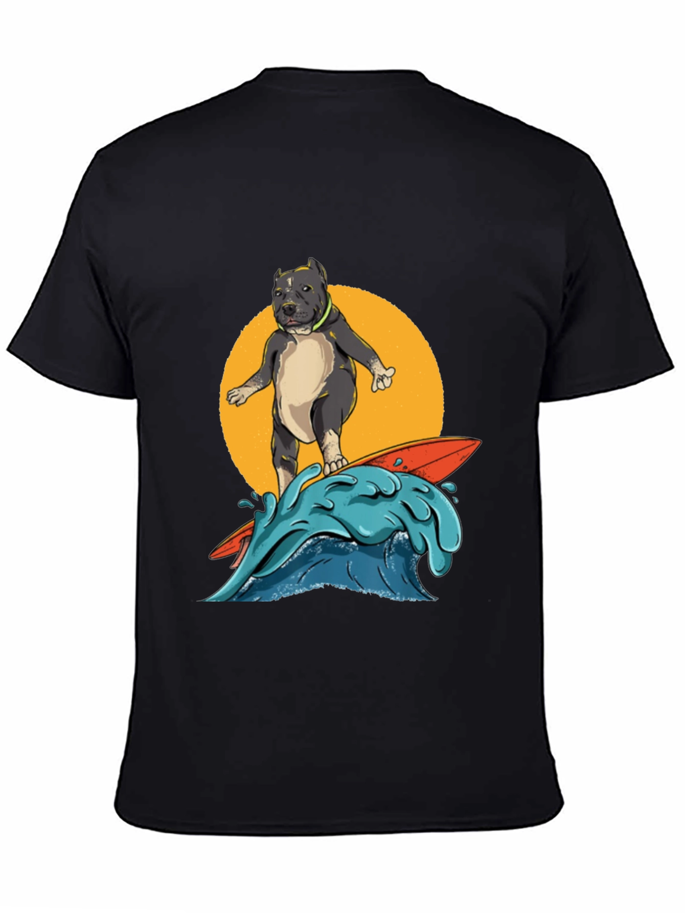 Surfing Pitbull Graphic Tee - Cool Dog Lover Shirt