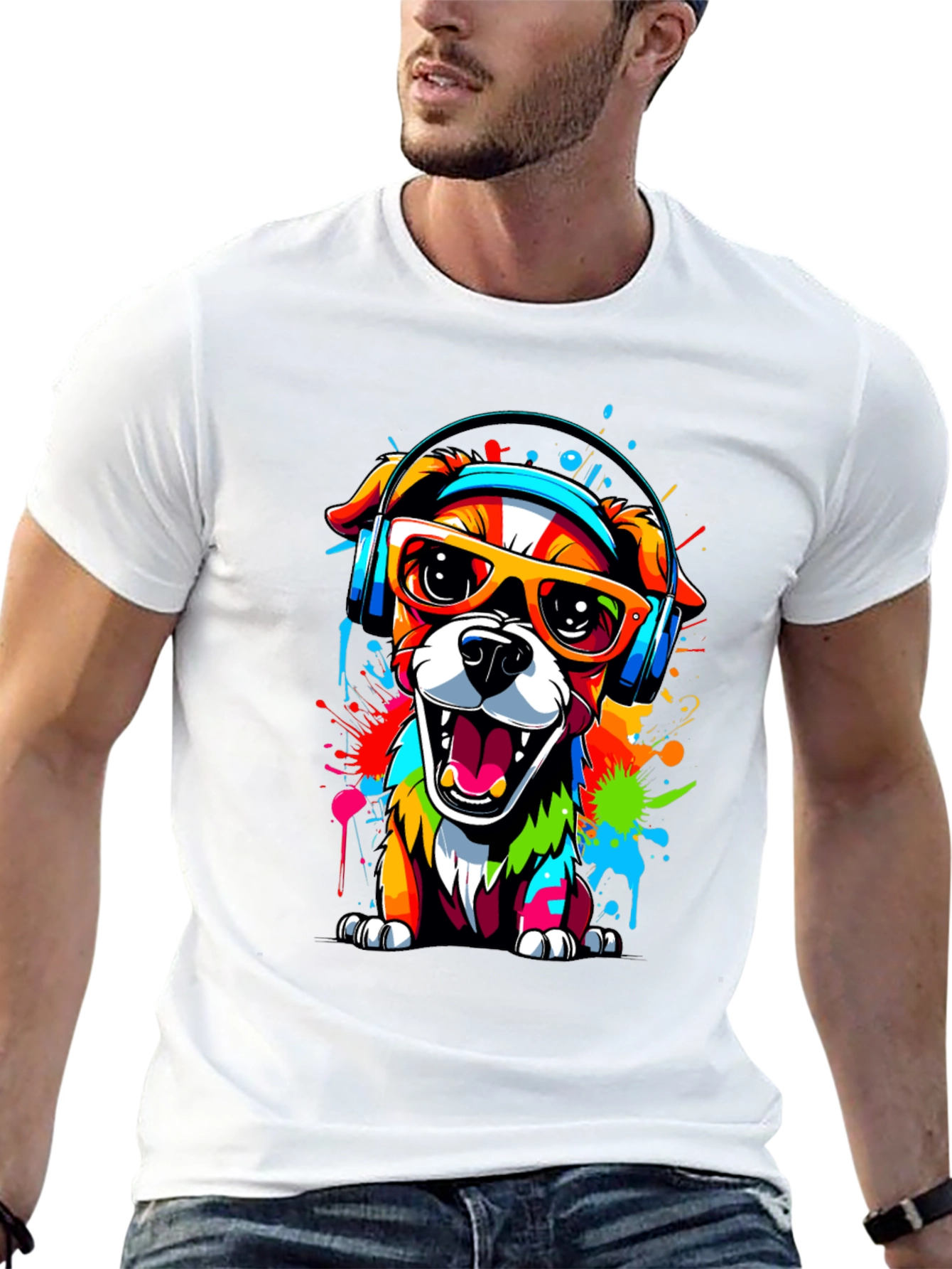 Cool Dog Graphic Tee - Vibrant Funky Design