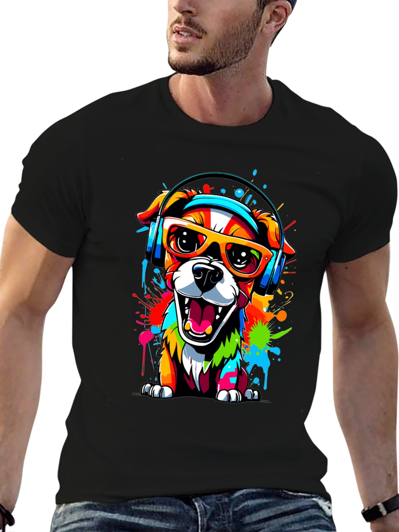 Cool Dog Graphic Tee - Vibrant Funky Design