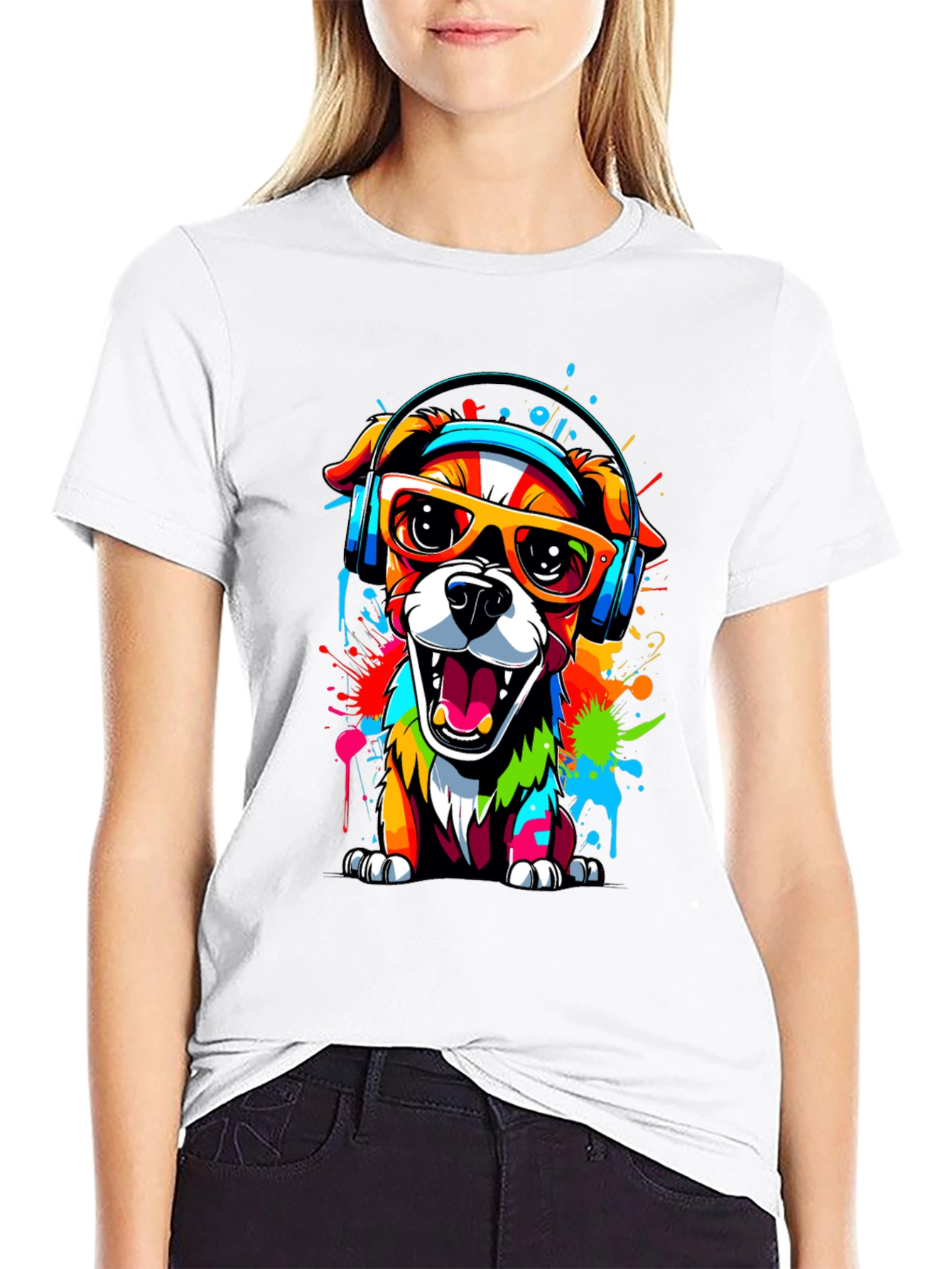 Cool Dog Graphic Tee - Vibrant Funky Design