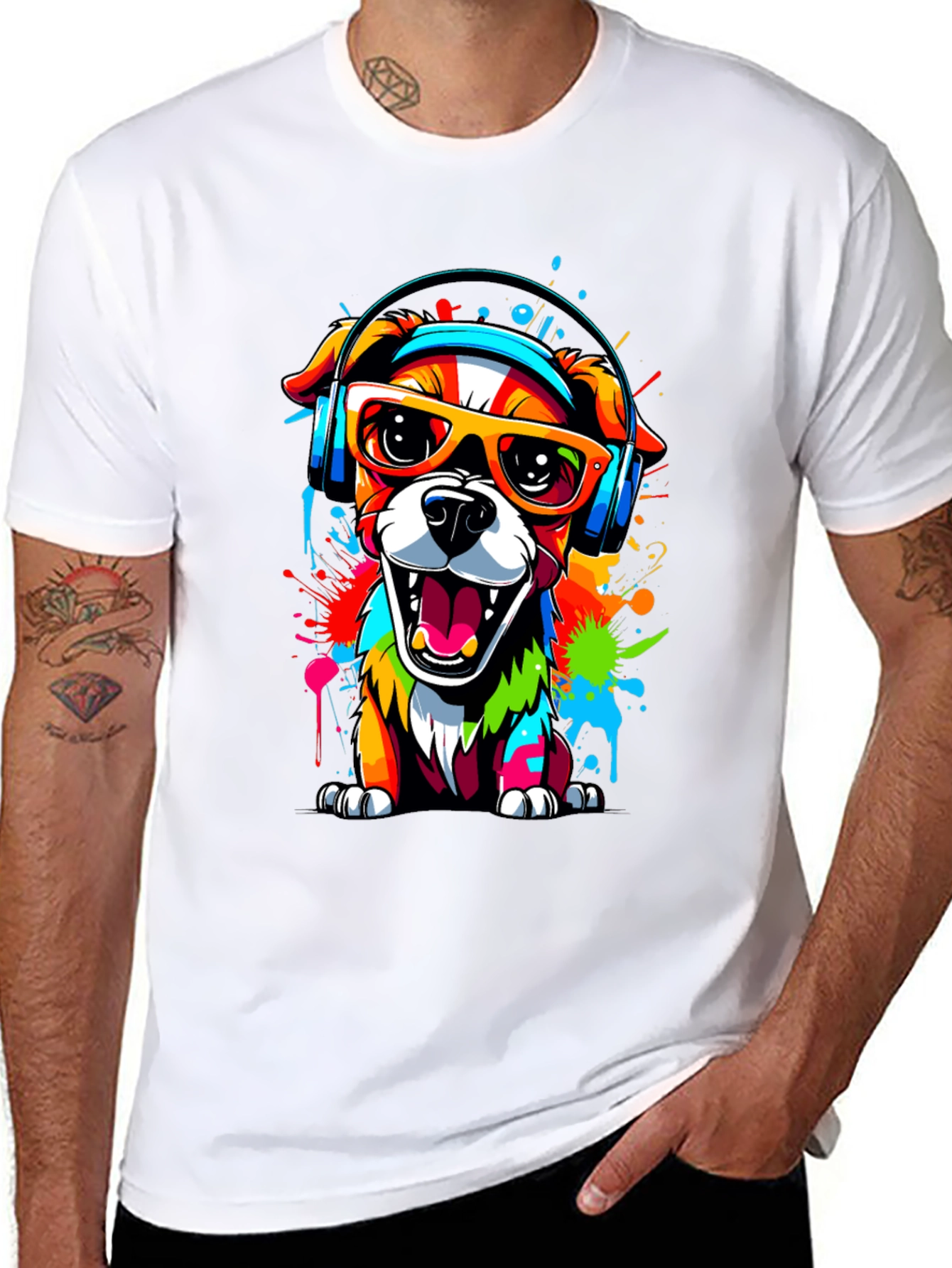 Cool Dog Graphic Tee - Vibrant Funky Design