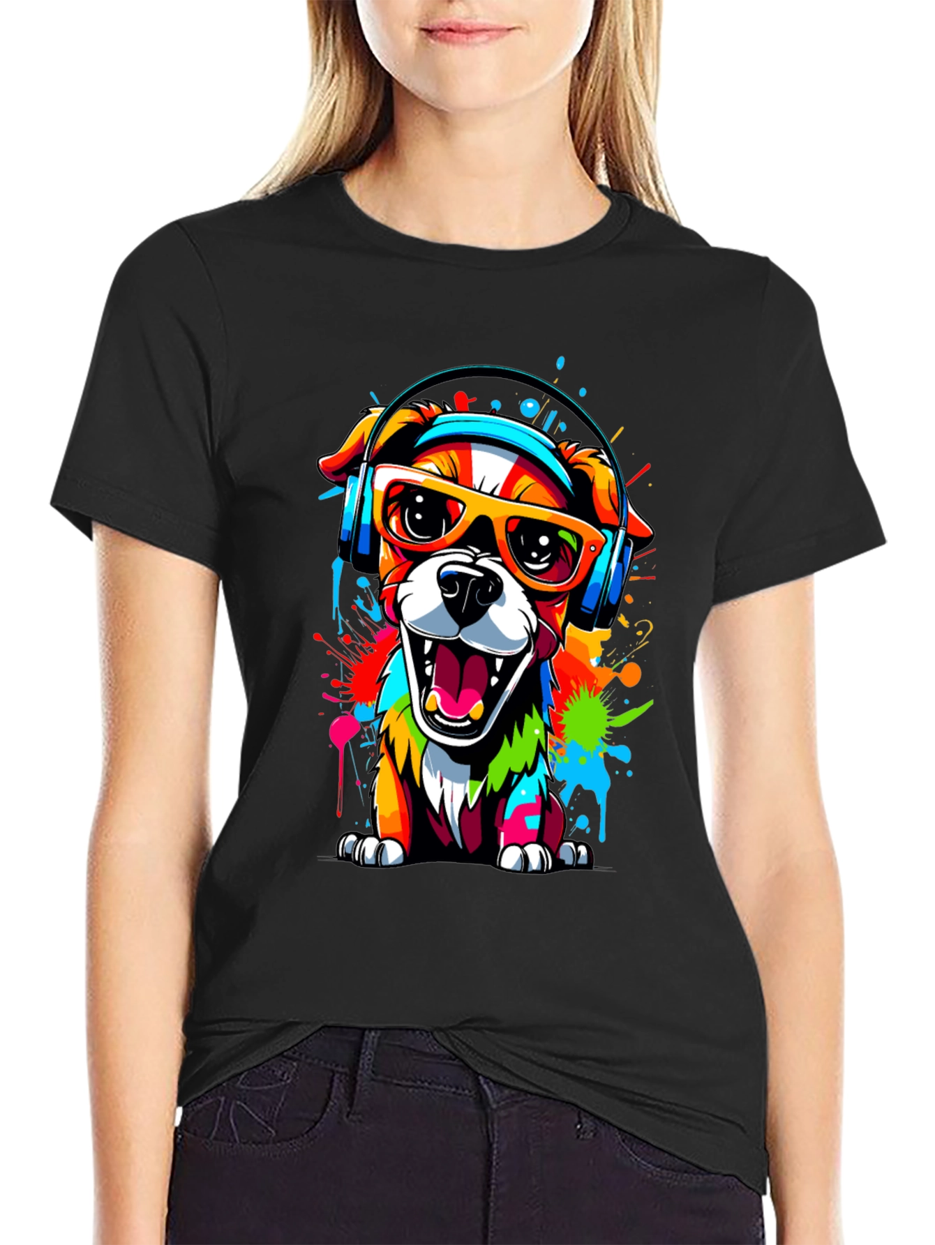 Cool Dog Graphic Tee - Vibrant Funky Design