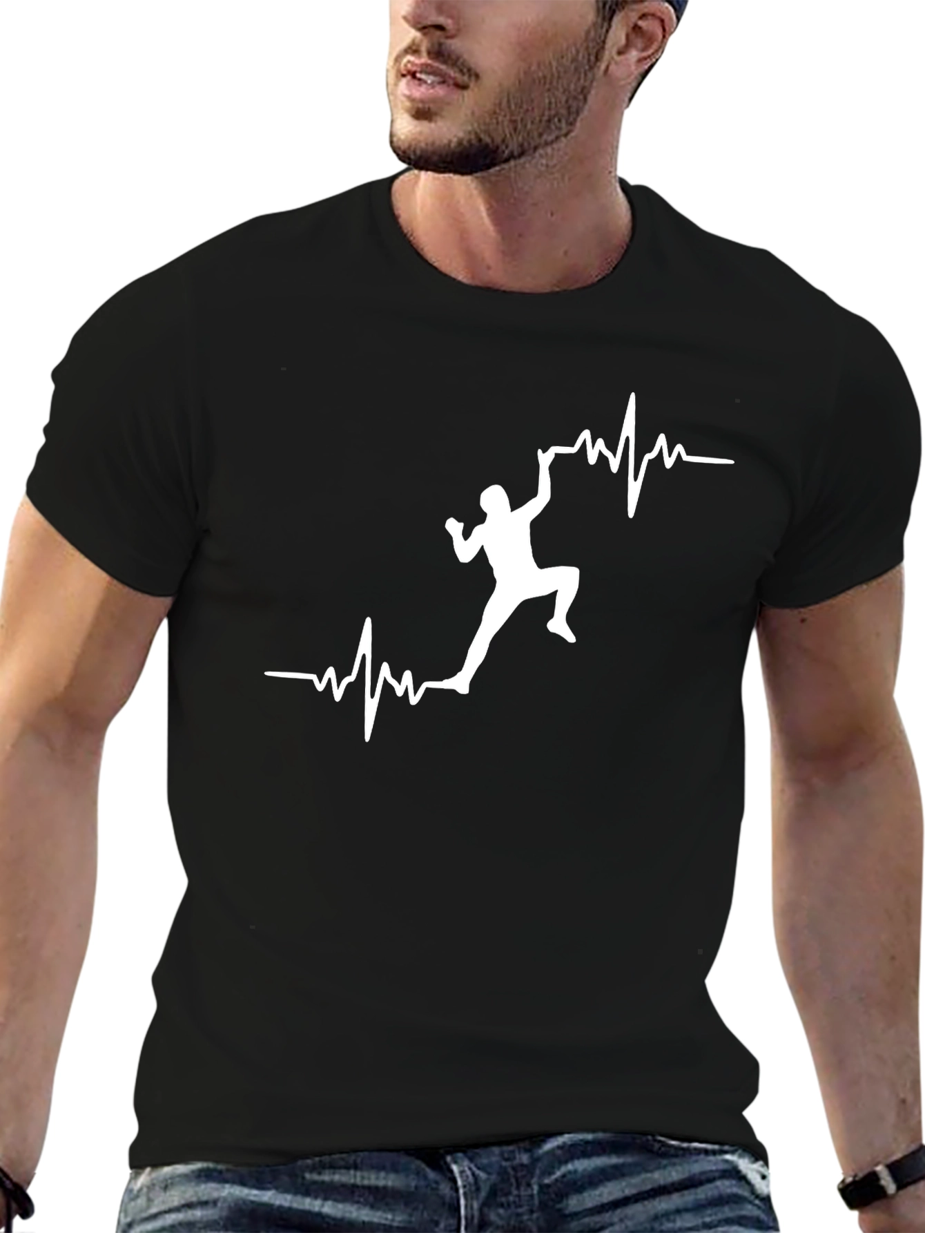 Climbing Heartbeat T-Shirt - Black Graphic Tee