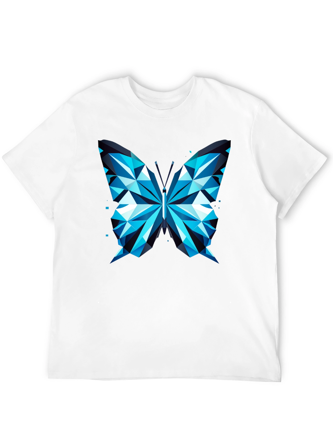 Geometric Butterfly Print Tee - Modern Graphic T-Shirt