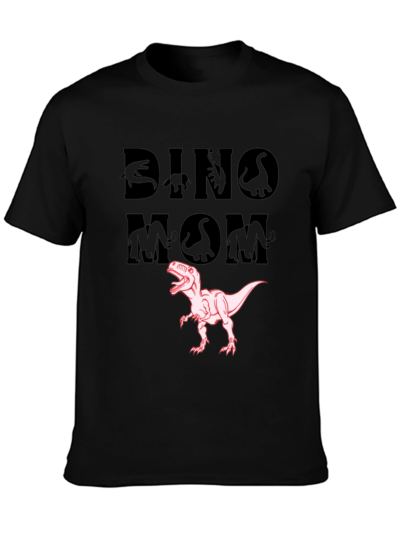 Dino Mom T-Shirt - Black Cotton Dinosaur Tee