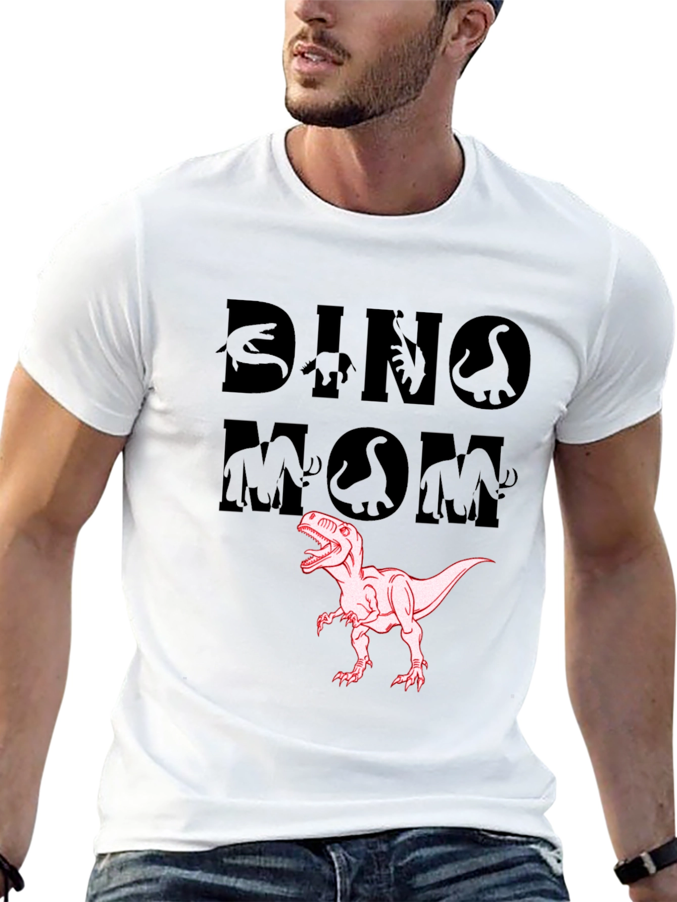 Dino Mom T-Shirt - Black Cotton Dinosaur Tee