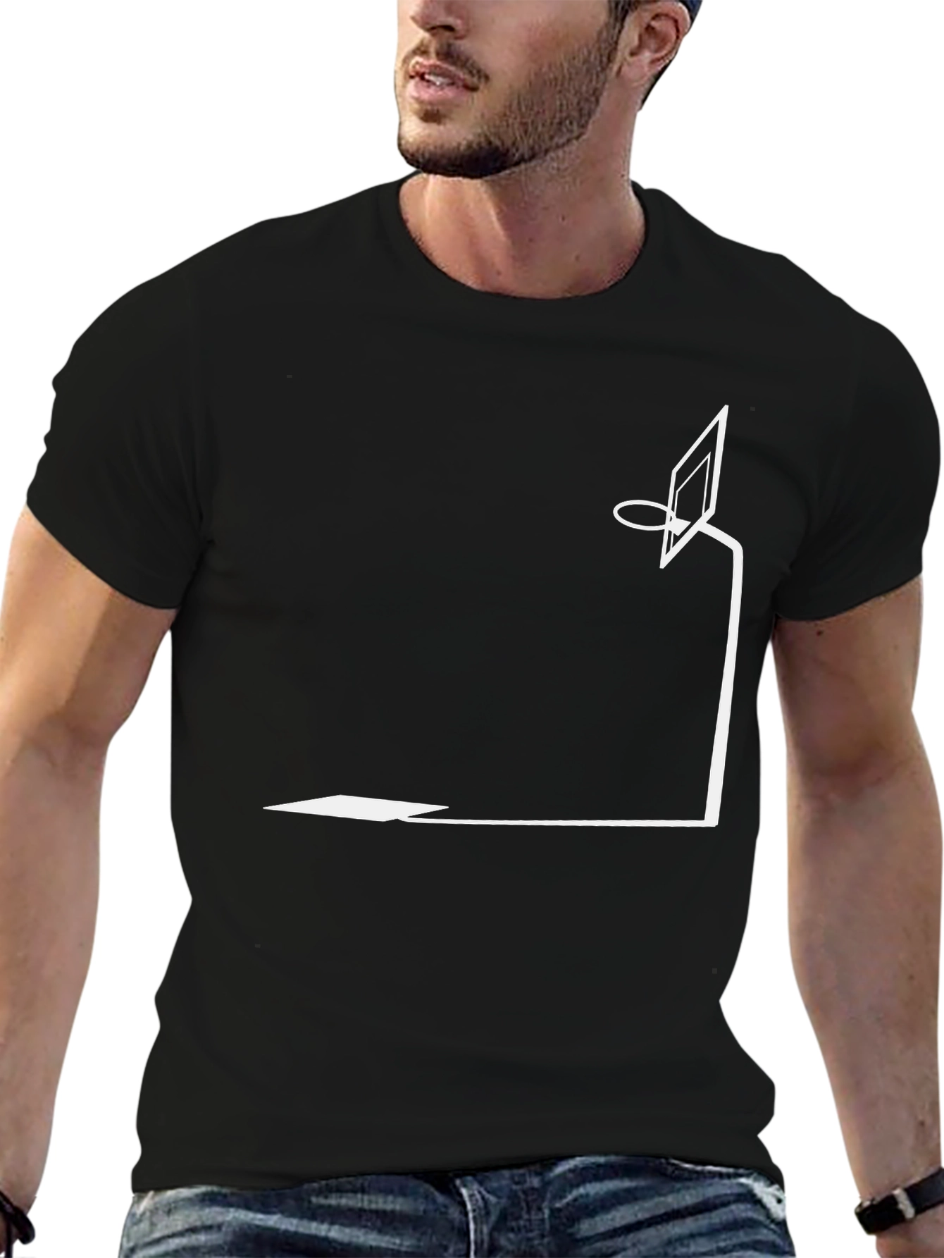 Minimalist Basketball Hoop Graphic Tee