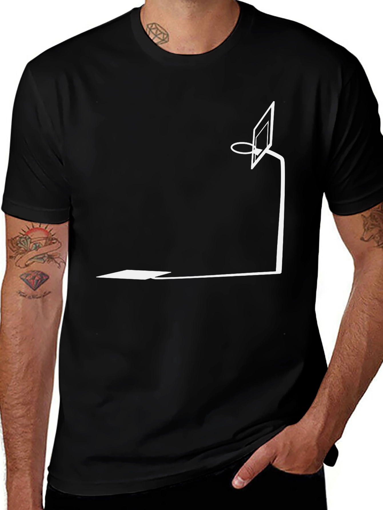 Minimalist Basketball Hoop Graphic Tee