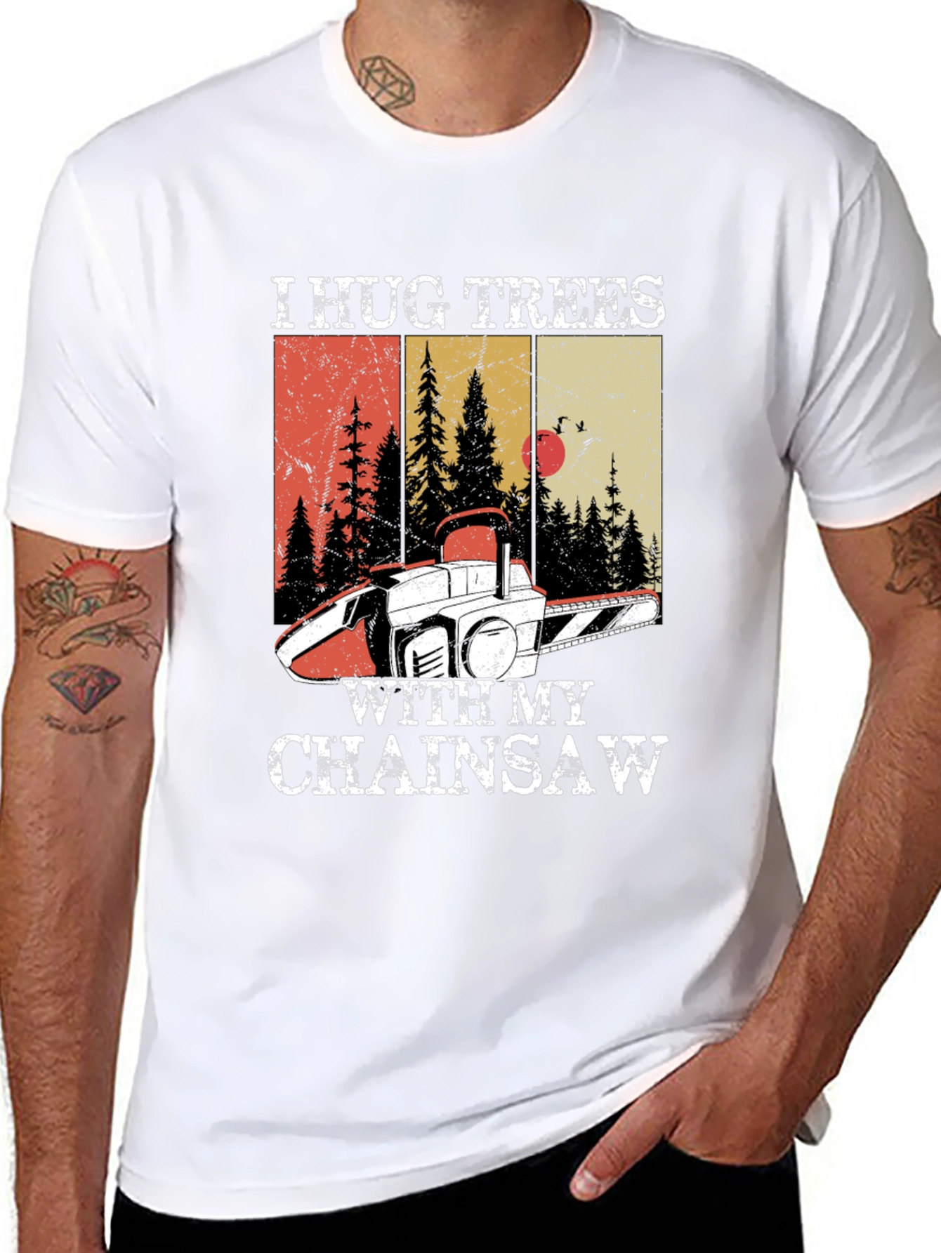 I Hug Trees with My Chainsaw Graphic Tee