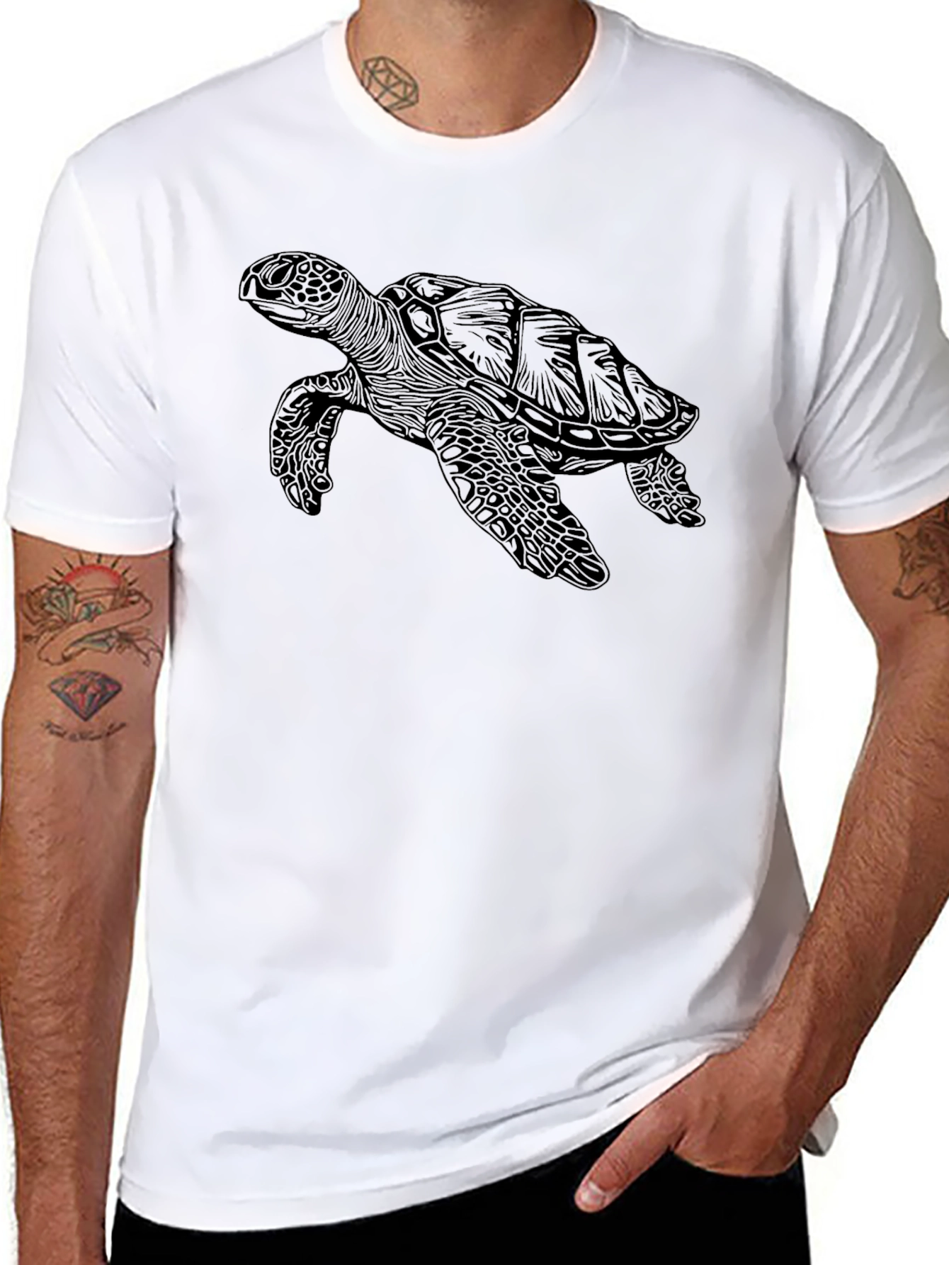 Sea Turtle Graphic Tee - Black
