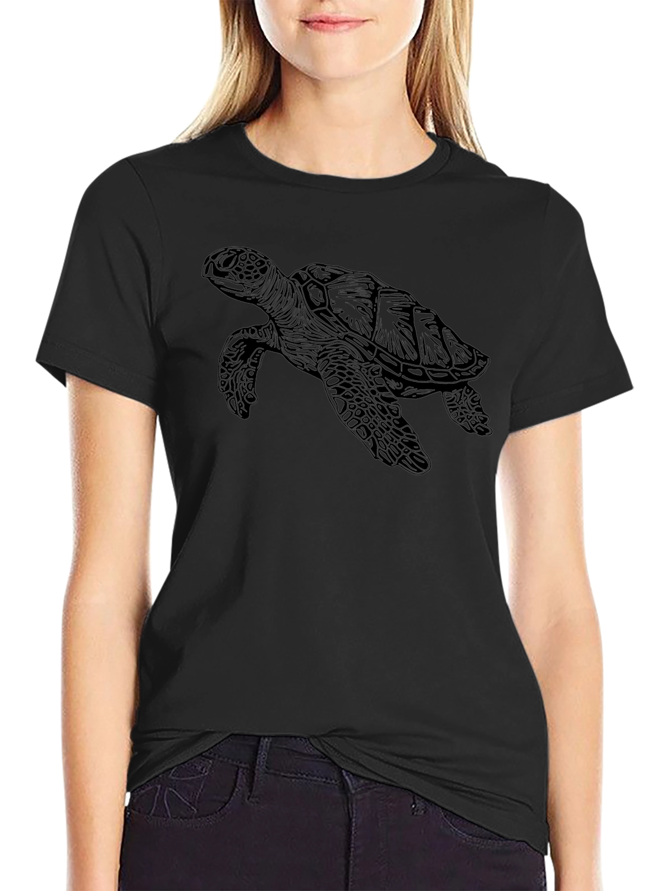 Sea Turtle Graphic Tee - Black