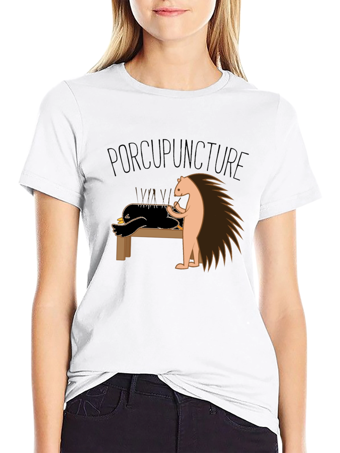 Funny Porcupuncture T-Shirt - Acupuncture Pun Tee
