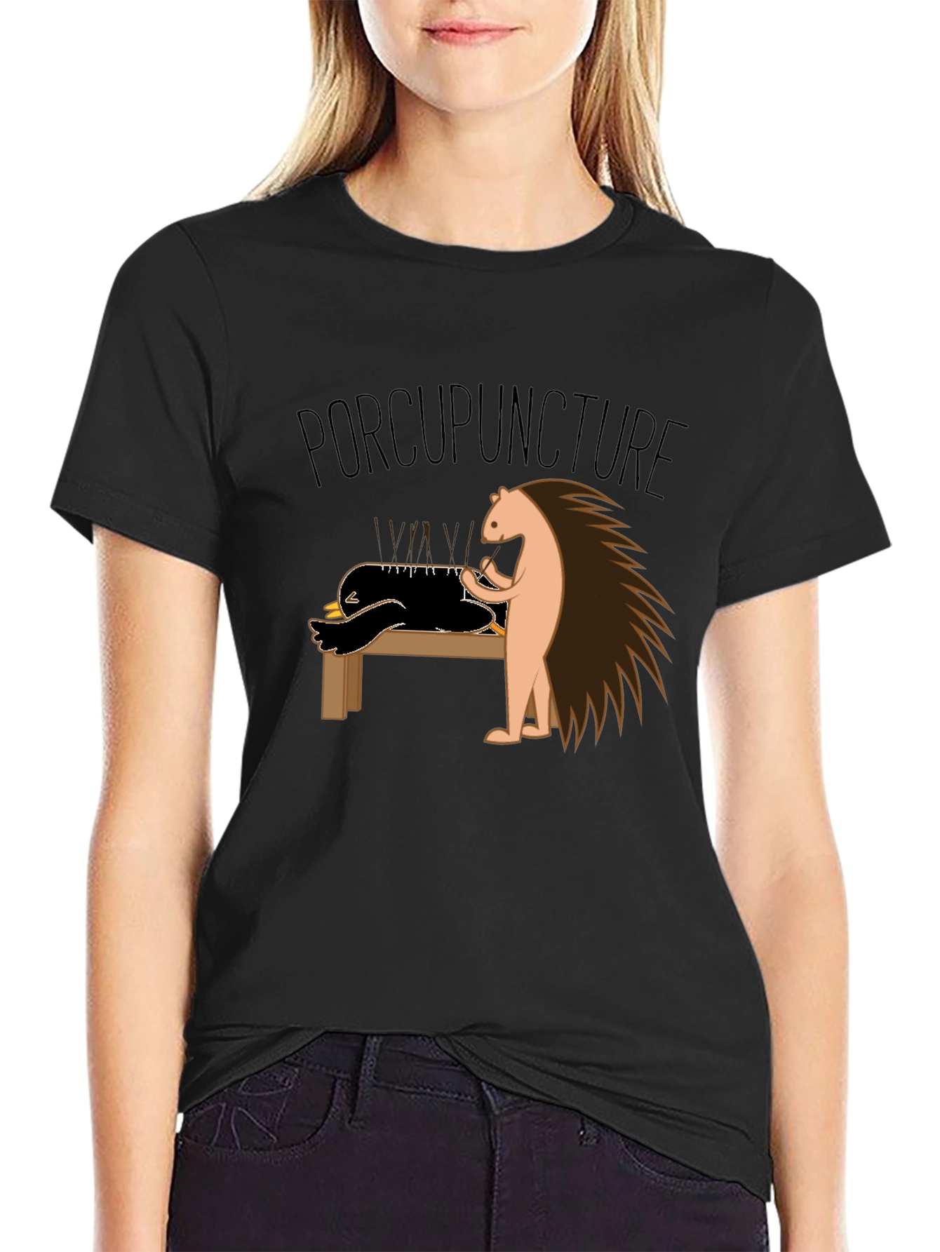 Funny Porcupuncture T-Shirt - Acupuncture Pun Tee