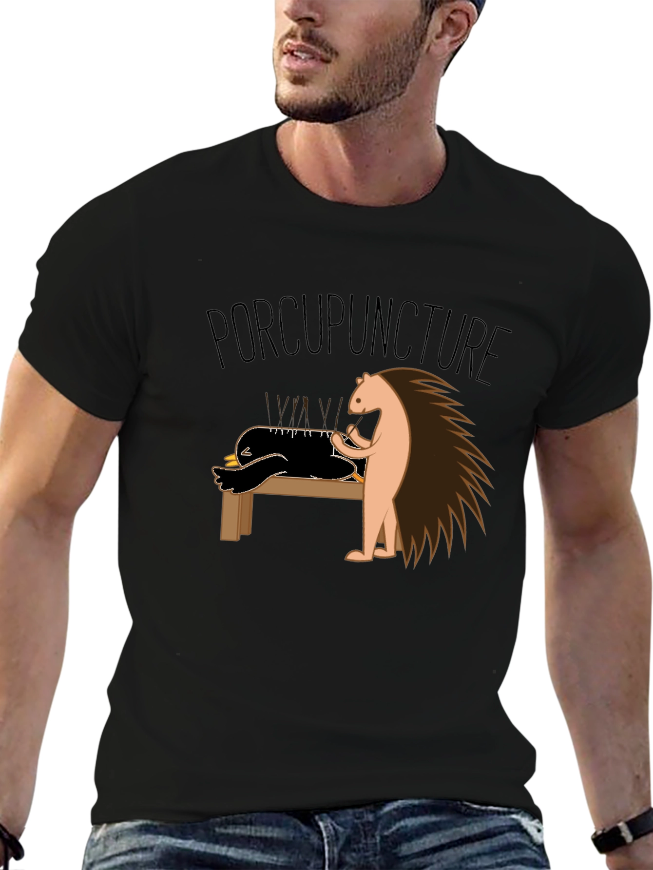 Funny Porcupuncture T-Shirt - Acupuncture Pun Tee