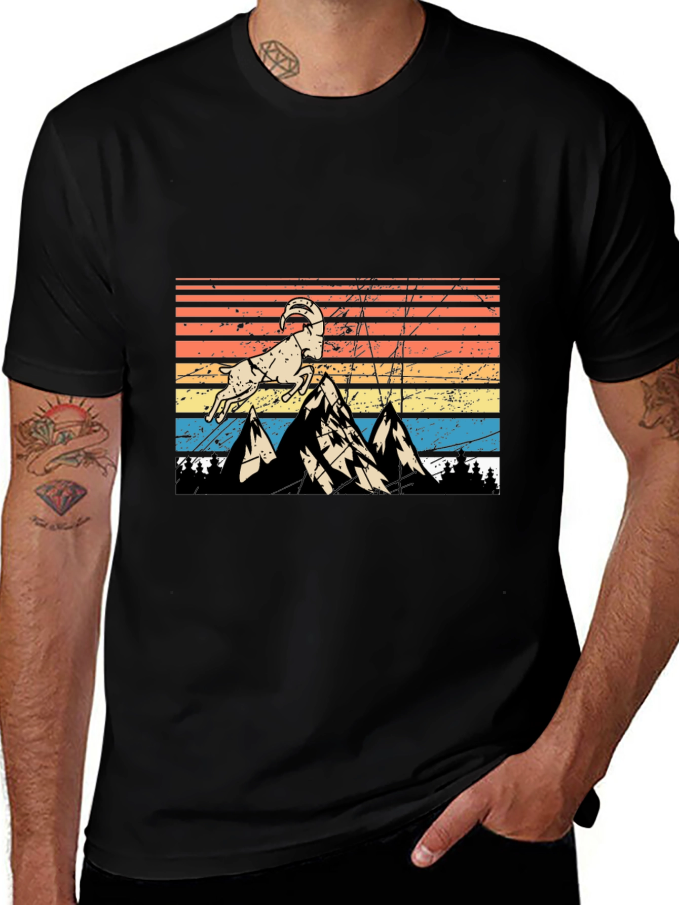 Retro Mountain Goat Graphic Tee