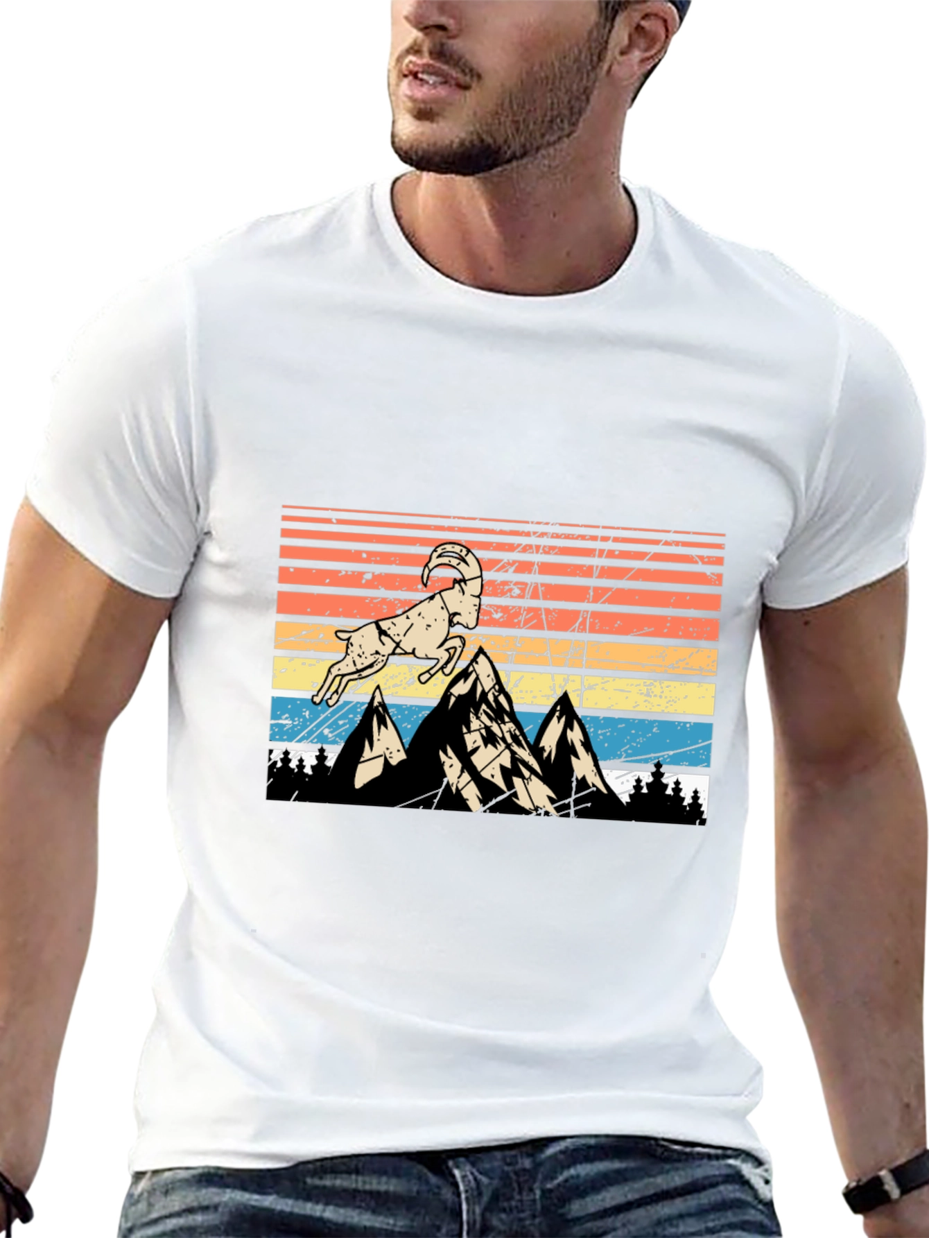 Retro Mountain Goat Graphic Tee
