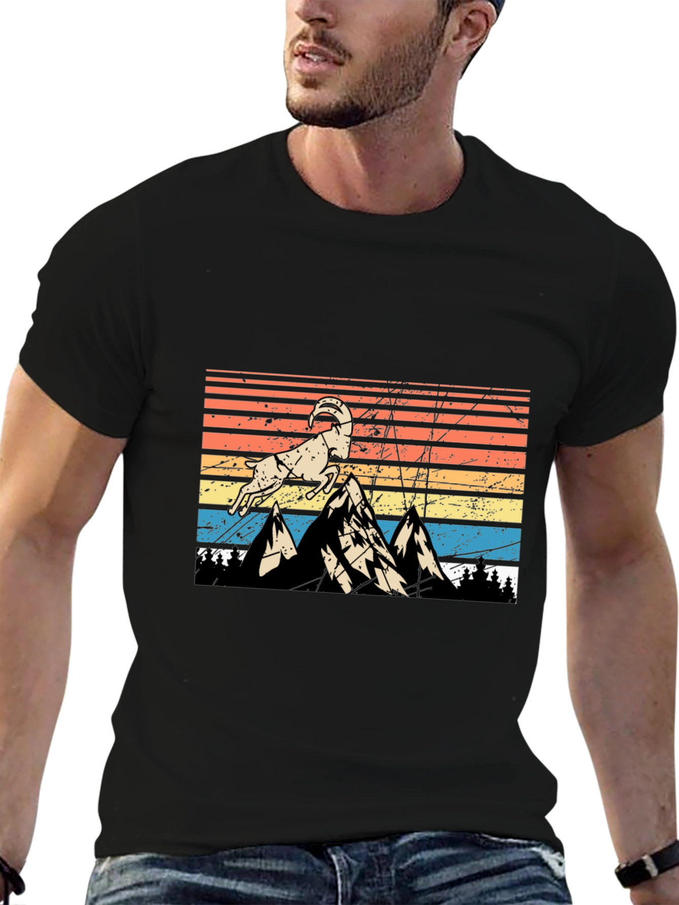 Retro Mountain Goat Graphic Tee