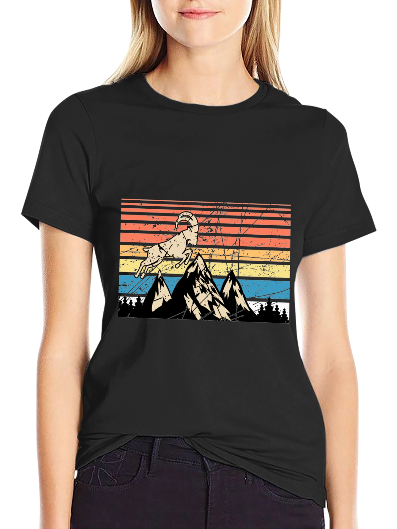 Retro Mountain Goat Graphic Tee