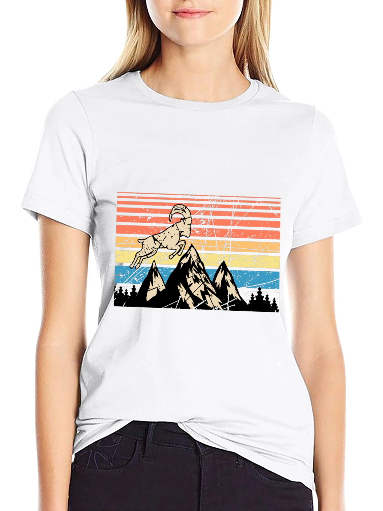 Retro Mountain Goat Graphic Tee